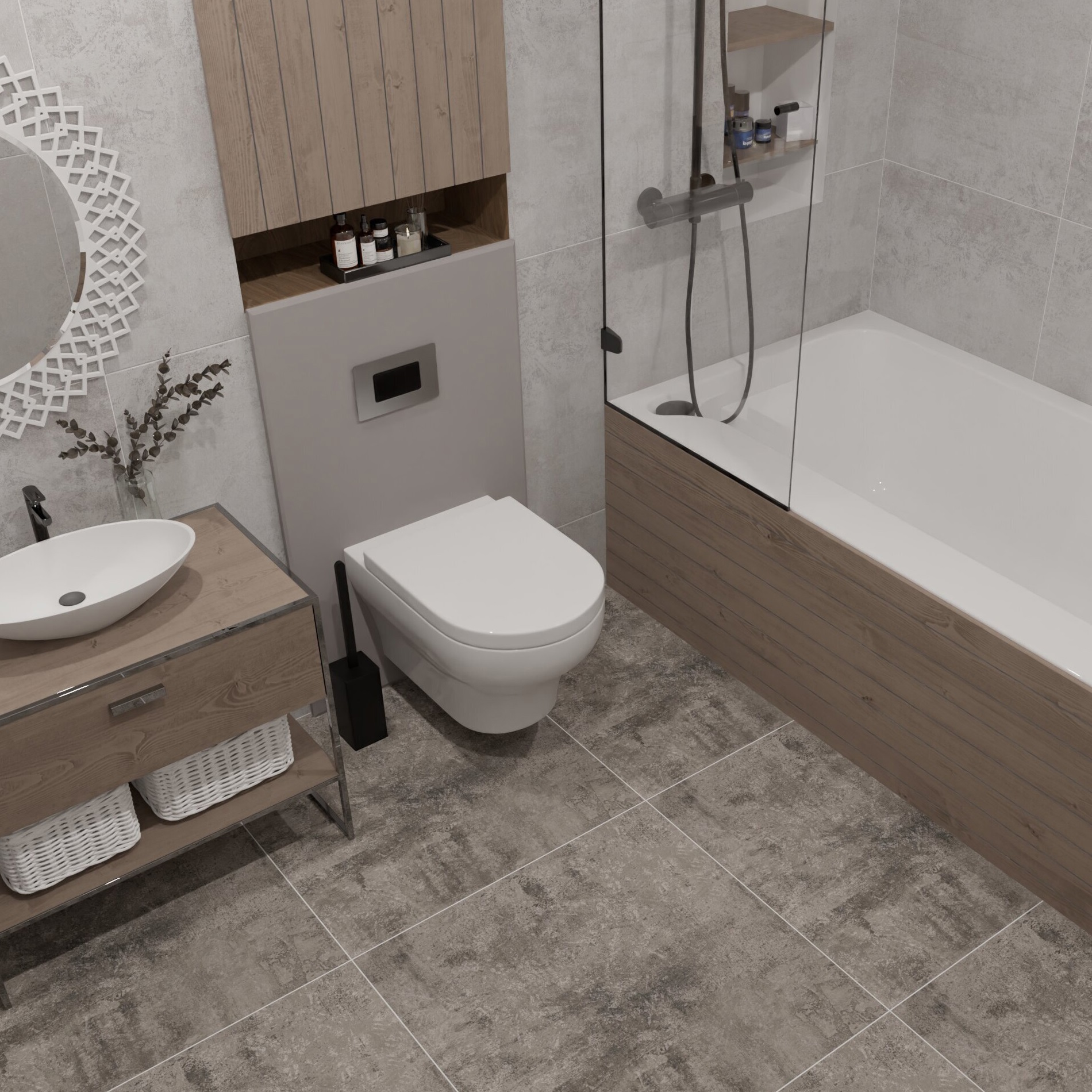 Изображение товара Глазурованный керамогранит Axima Omaha 60x60 см матовый серый для пола и стен