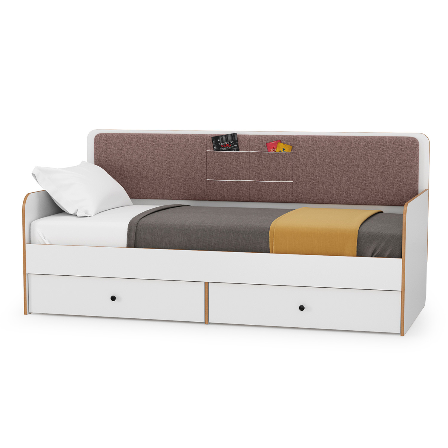 Изображение товара Кровать Mobi Вуди 90x200 см с ящиками современный дизайн