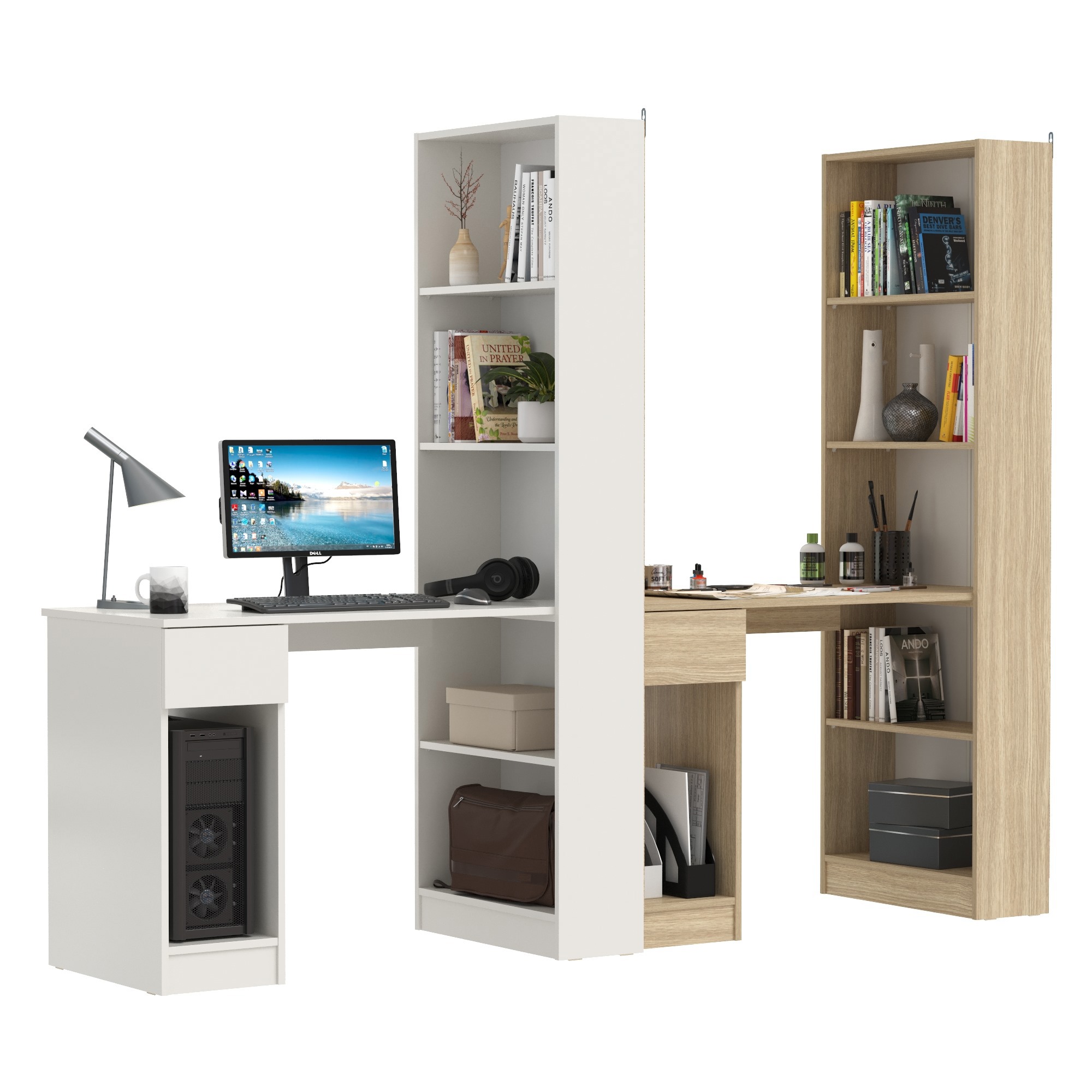 Изображение товара Стол письменный со шкафом Mobi Лайт 231 см белый