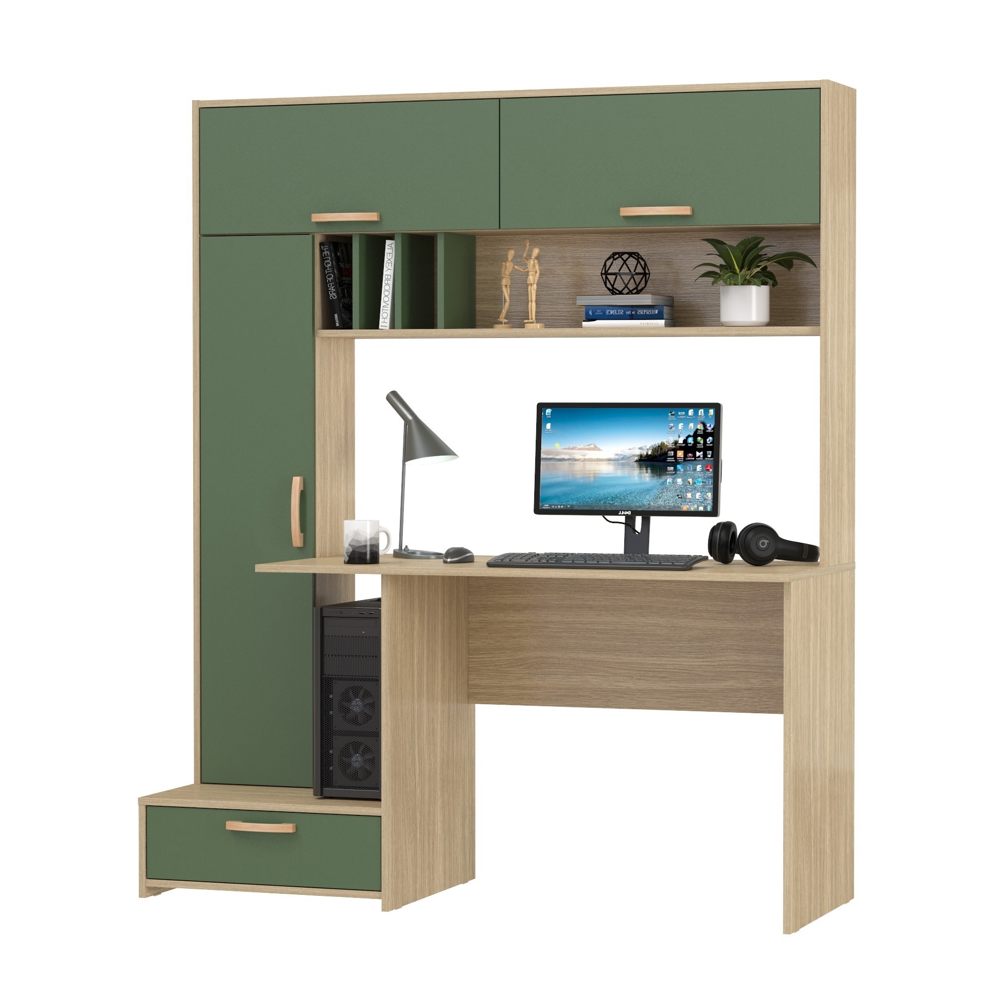 Изображение товара Стол письменный Mobi Лайт 150x180x57 см ЛДСП цвет плэйн/дымчатый зелёный