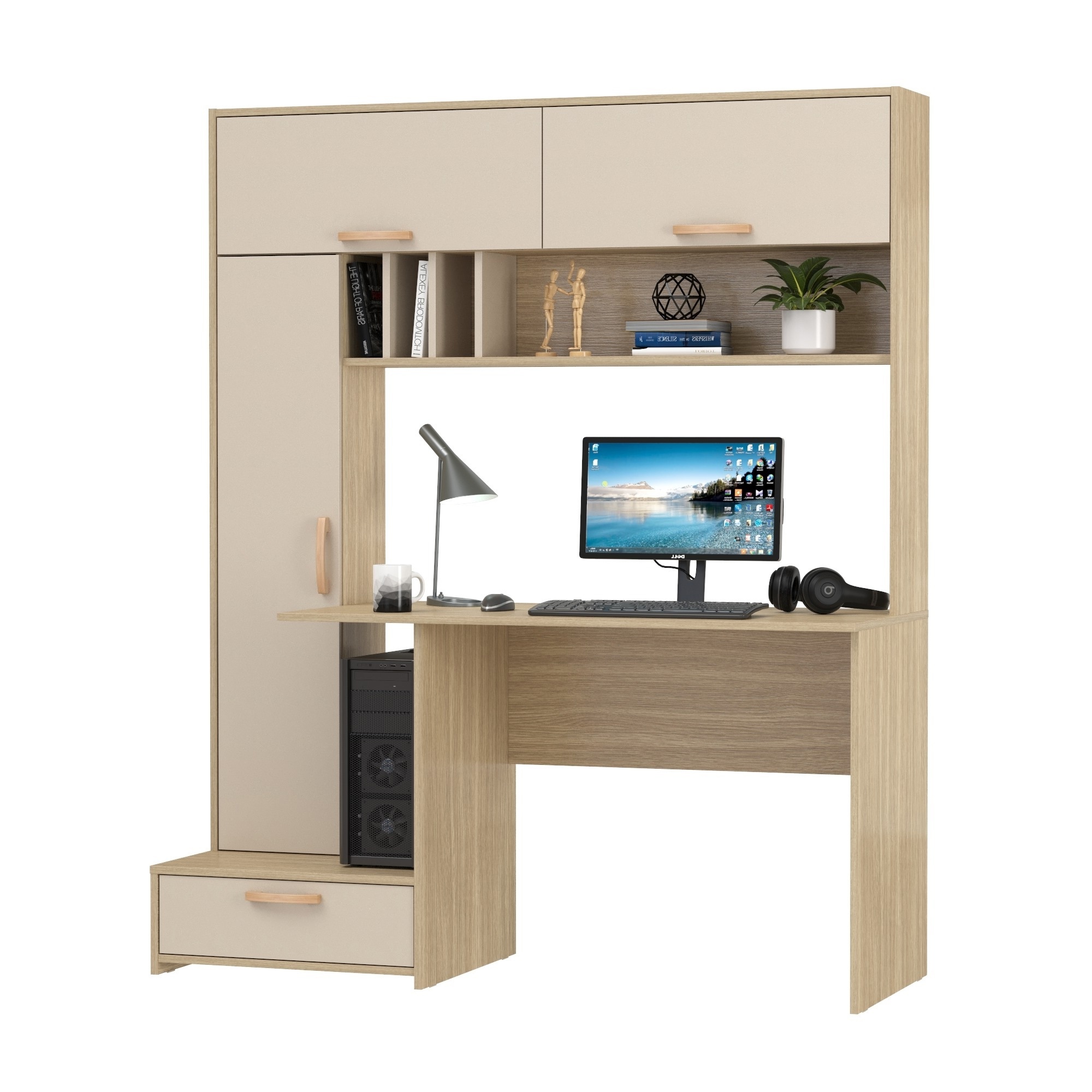 Изображение товара Компьютерный офисный стол MOBI Лайт 150x180x57 см из ЛДСП бежевый