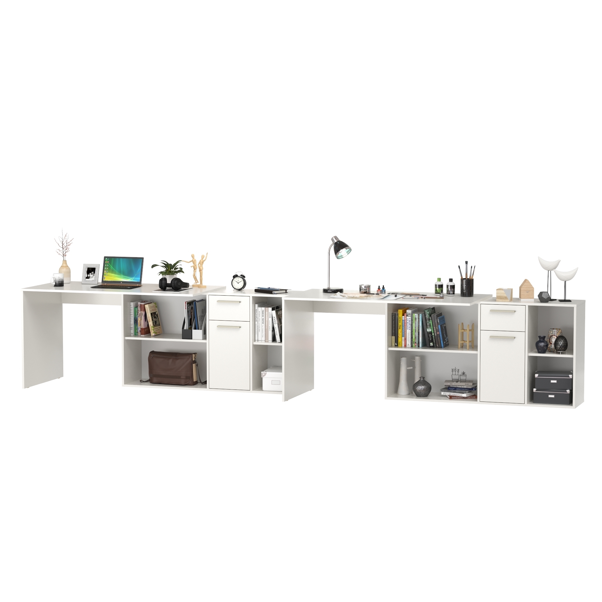 Изображение товара Стол трансформер-письменный Mobi Лайт 407x75x68 см ЛДСП цвет белый шагрень 2 шт.