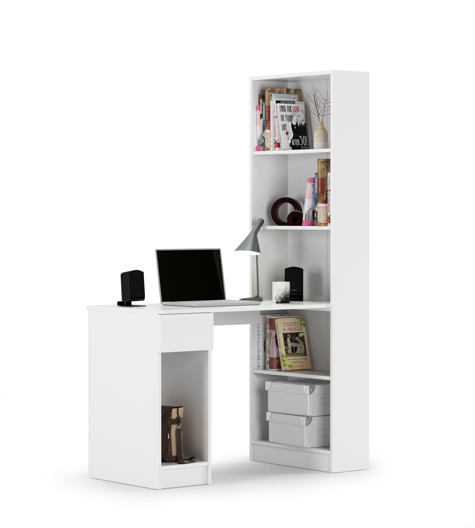 Изображение товара Компьютерный стол со шкафом MOBI Лайт размеры 115x58x179 см белый