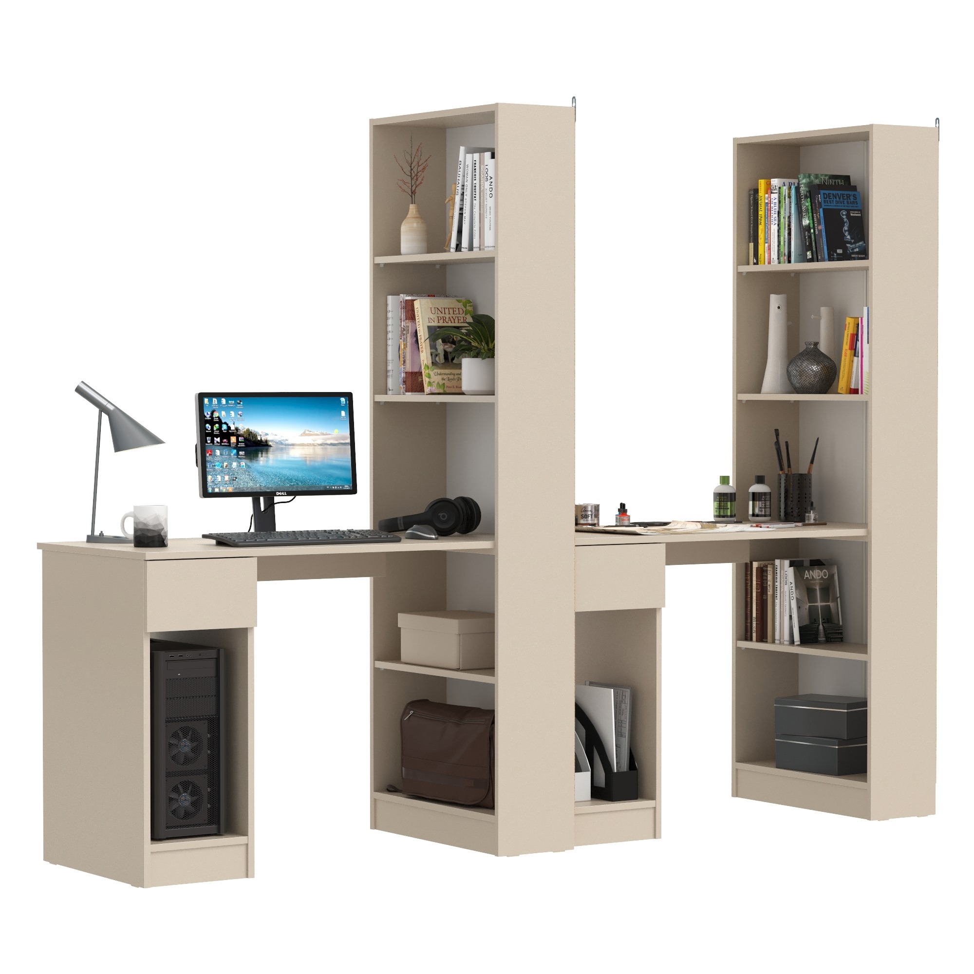 Изображение товара Компьютерный стол со шкафом Mobi Лайт 231x179 см цвет сатин