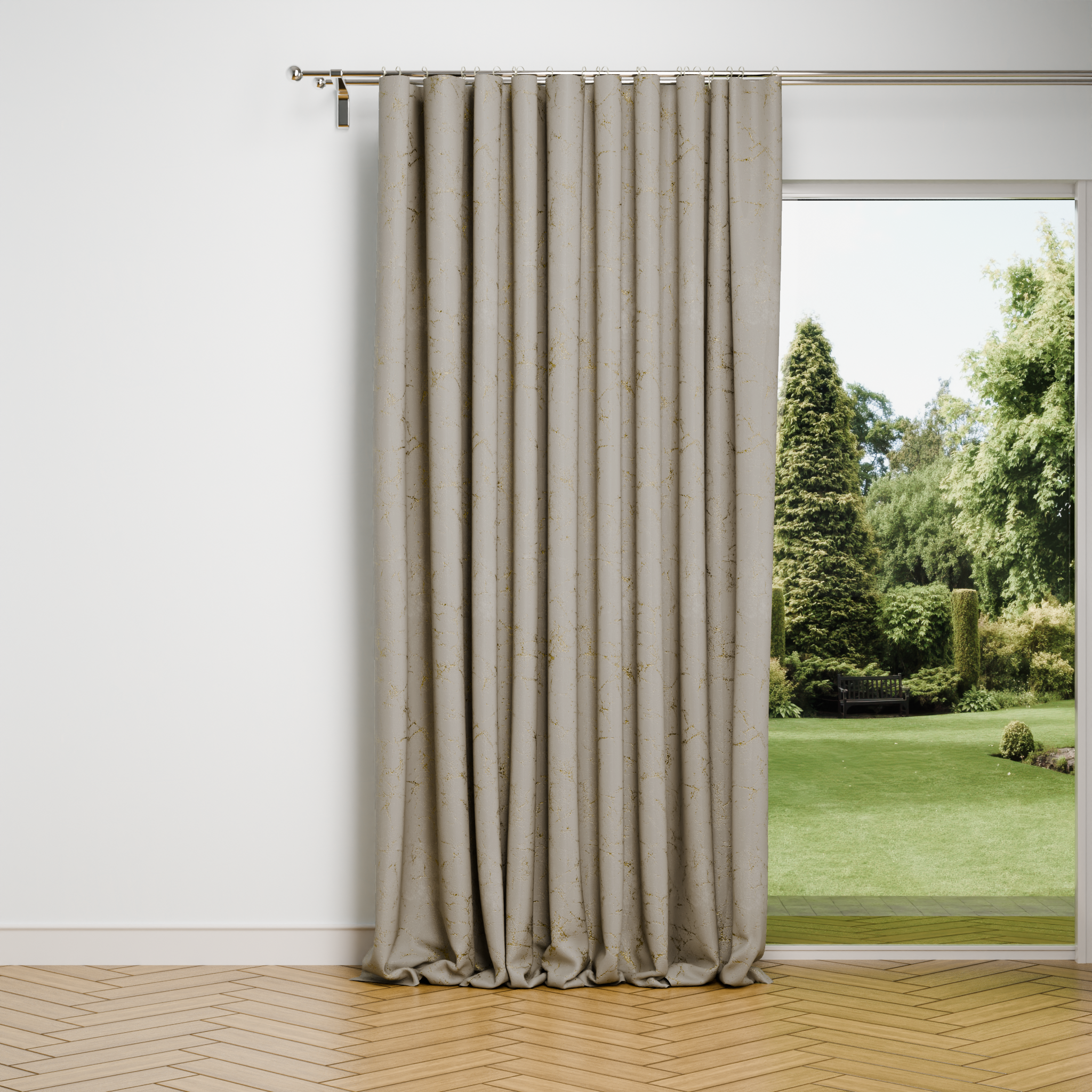 Изображение товара Качественная штора из полиэстера Бархат пралине 200x280 см бежевого цвета