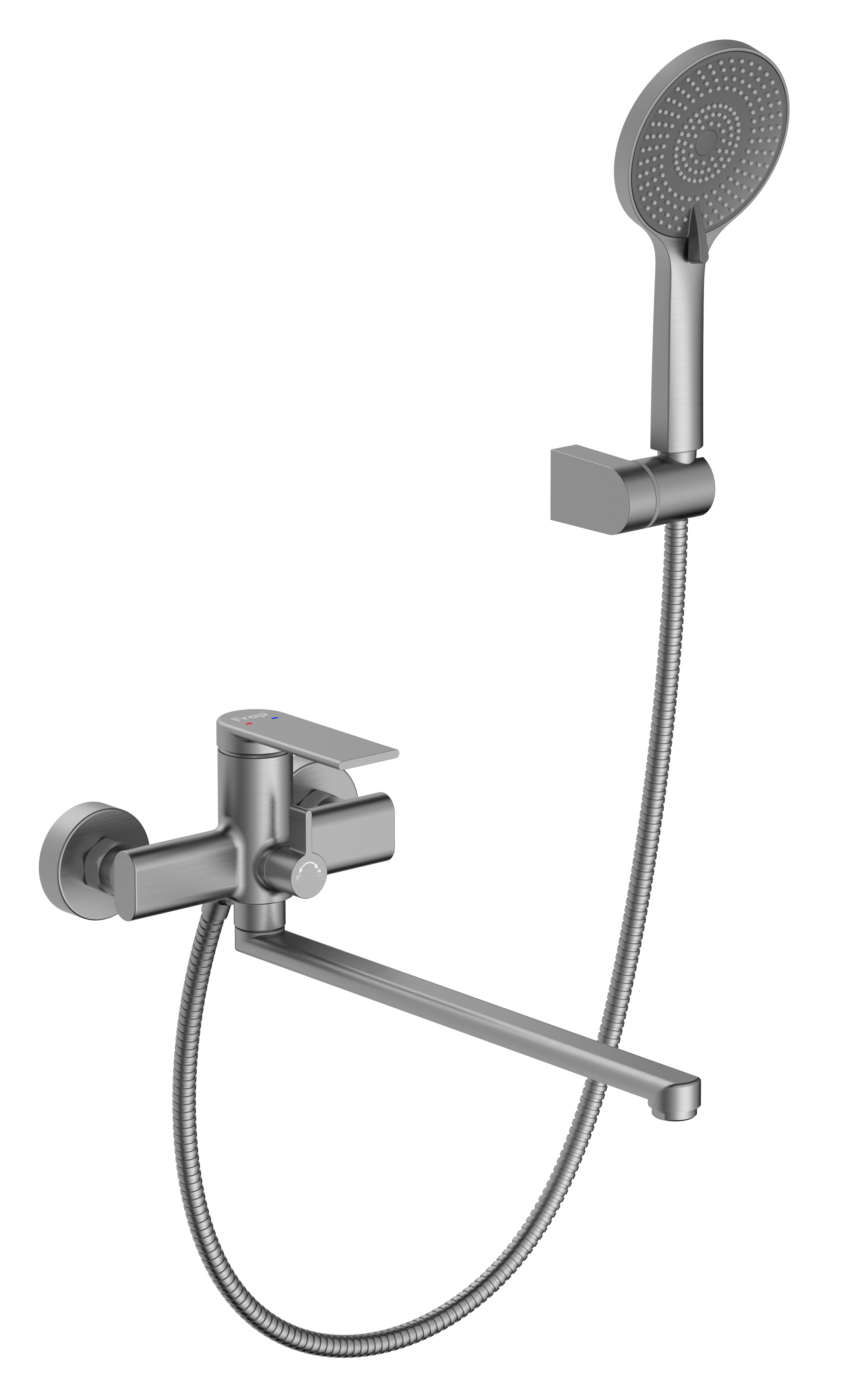 Изображение товара Смеситель для ванны Frap Arne однорычажный на ванну универсальный с лейкой и шлангом цвет графит Изображение товара Смеситель для ванны Frap Arne однорычажный на ванну универсальный с лейкой и шлангом цвет графит