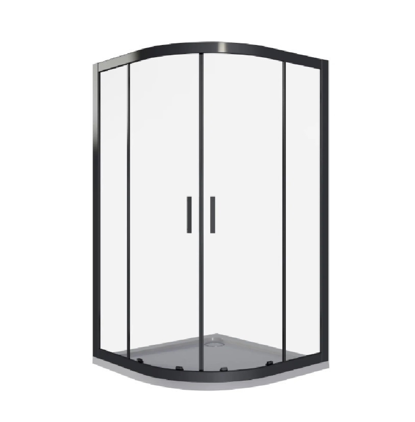 Изображение товара Душевой уголок Makiato New 1/4 круга 90x90 см черный профиль прозрачное стекло раздвижной