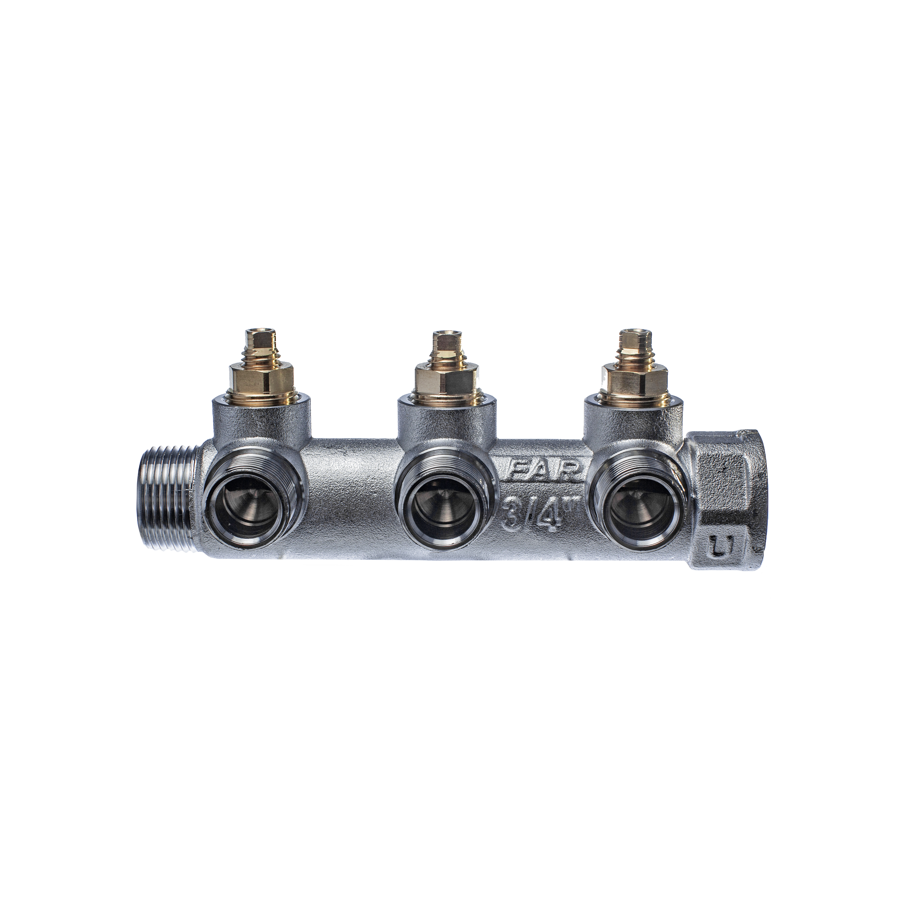 Коллектор распределительный FAR FK 3822 3412UN 3/4"x1/2" евроконус 3 выхода латунь - 4
