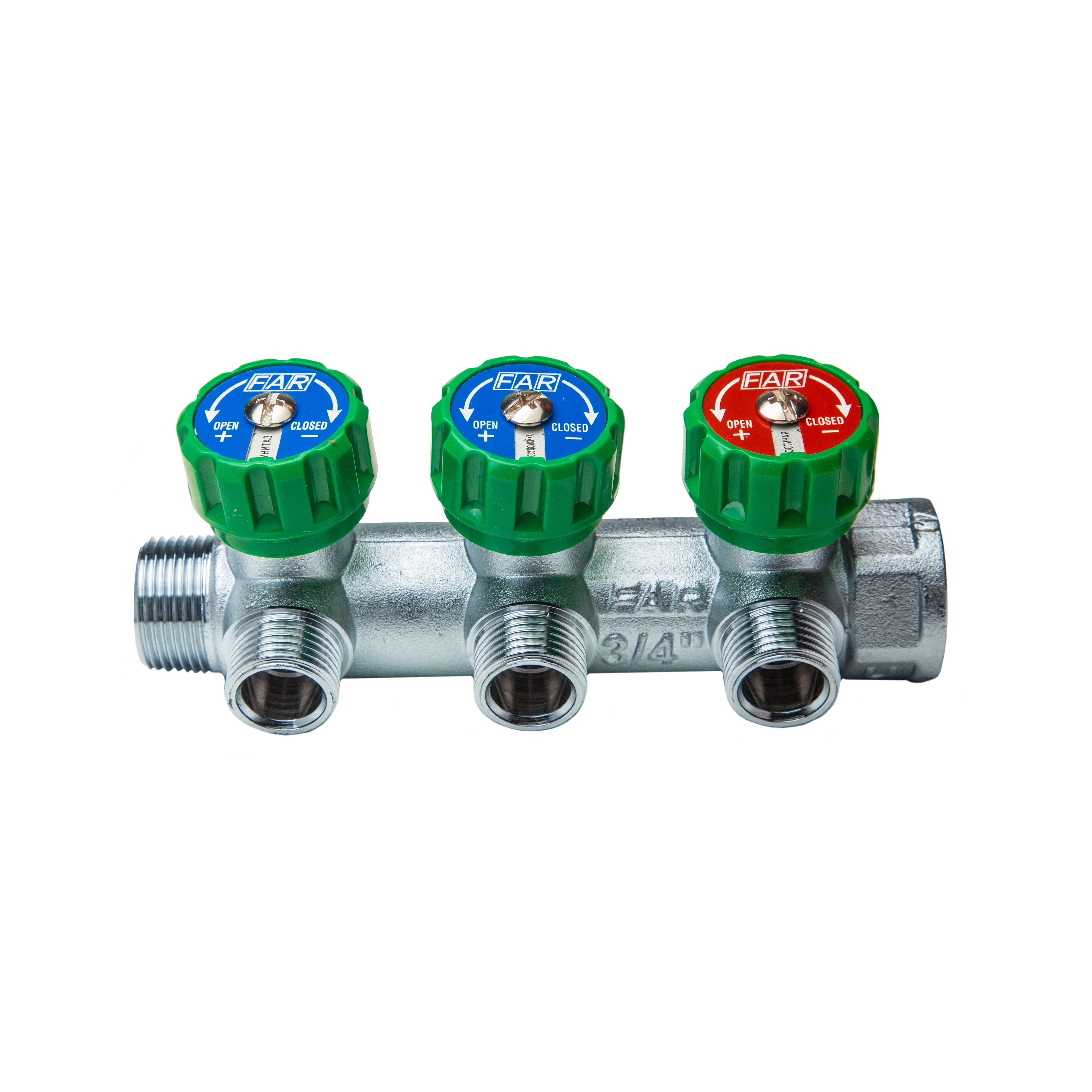 Изображение товара Коллектор распределительный FAR FK 3822 3412UN 3 выхода евроконус латунь Италия