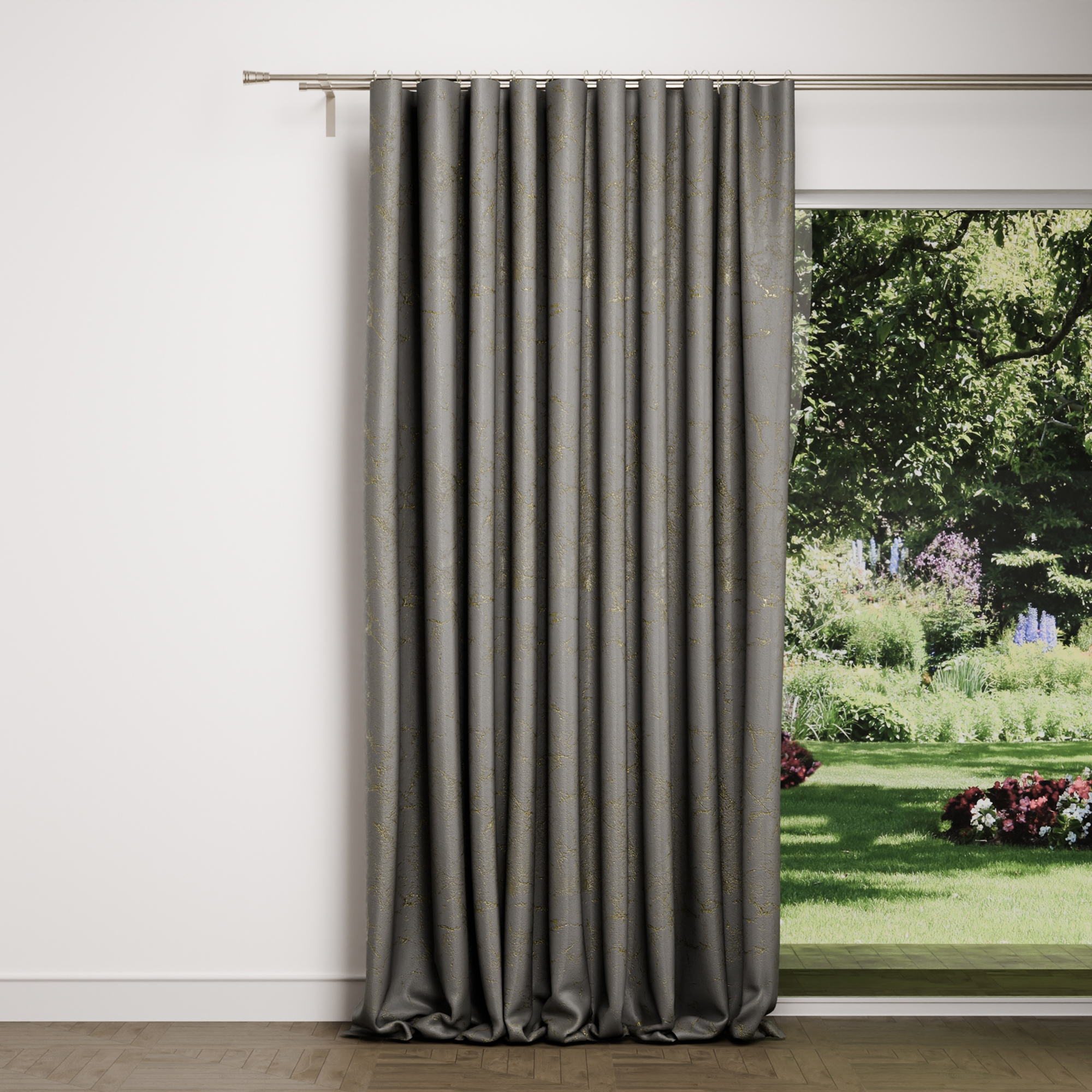 Изображение товара Штора на ленте Бархат пралине 200x280 см цвет серый для гостиной