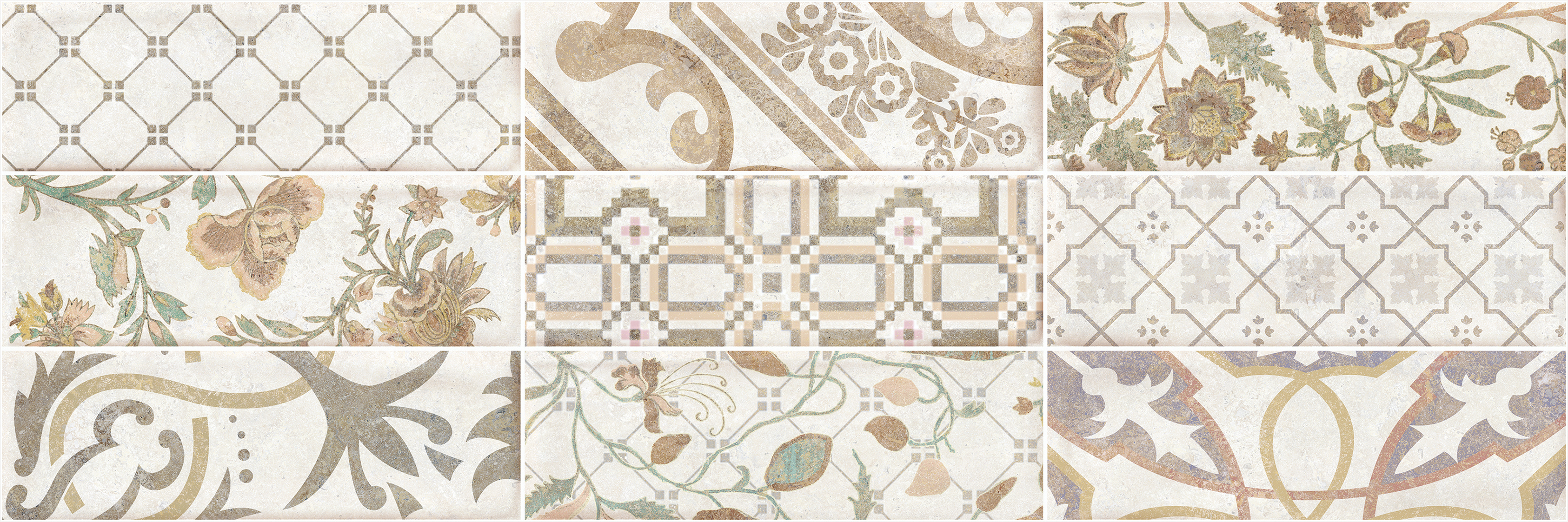 Изображение товара Керамическая плитка Sal Sapiente BRICKS JFP 27187 H 25x75 см бежевый с орнаментом