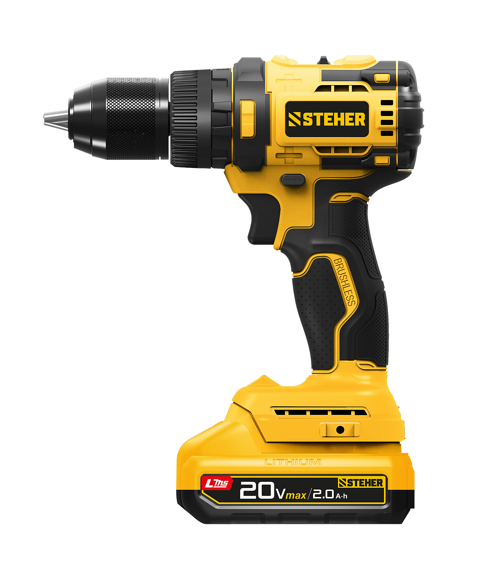 Изображение товара Дрель-шуруповерт аккумуляторная ударная бесщеточная Steher CBS-65-21, 20 В Li-Ion 1x2 Ач