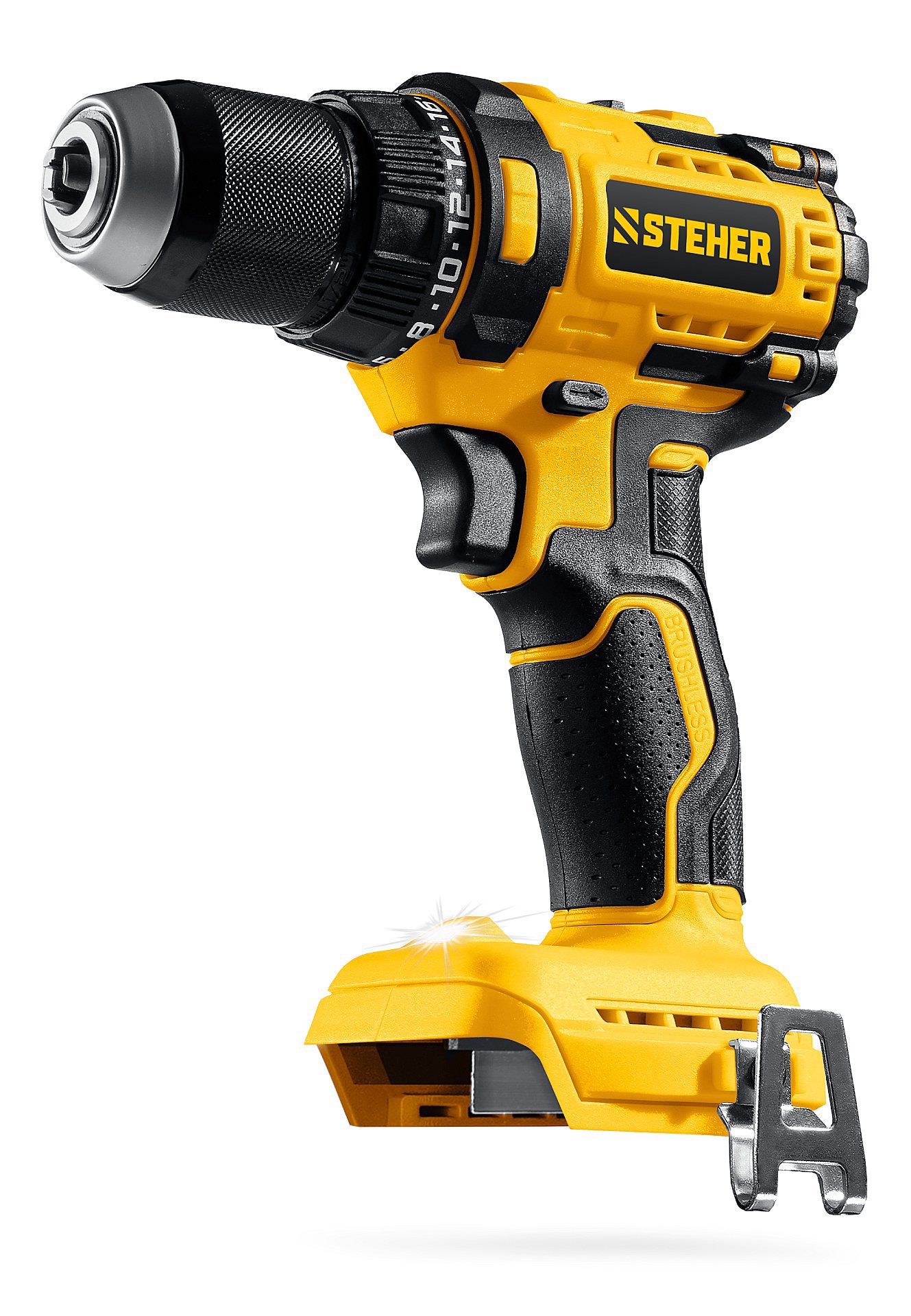 Изображение товара Дрель-шуруповерт STEHER CB-65, 20 В, бесщеточная, без АКБ и ЗУ