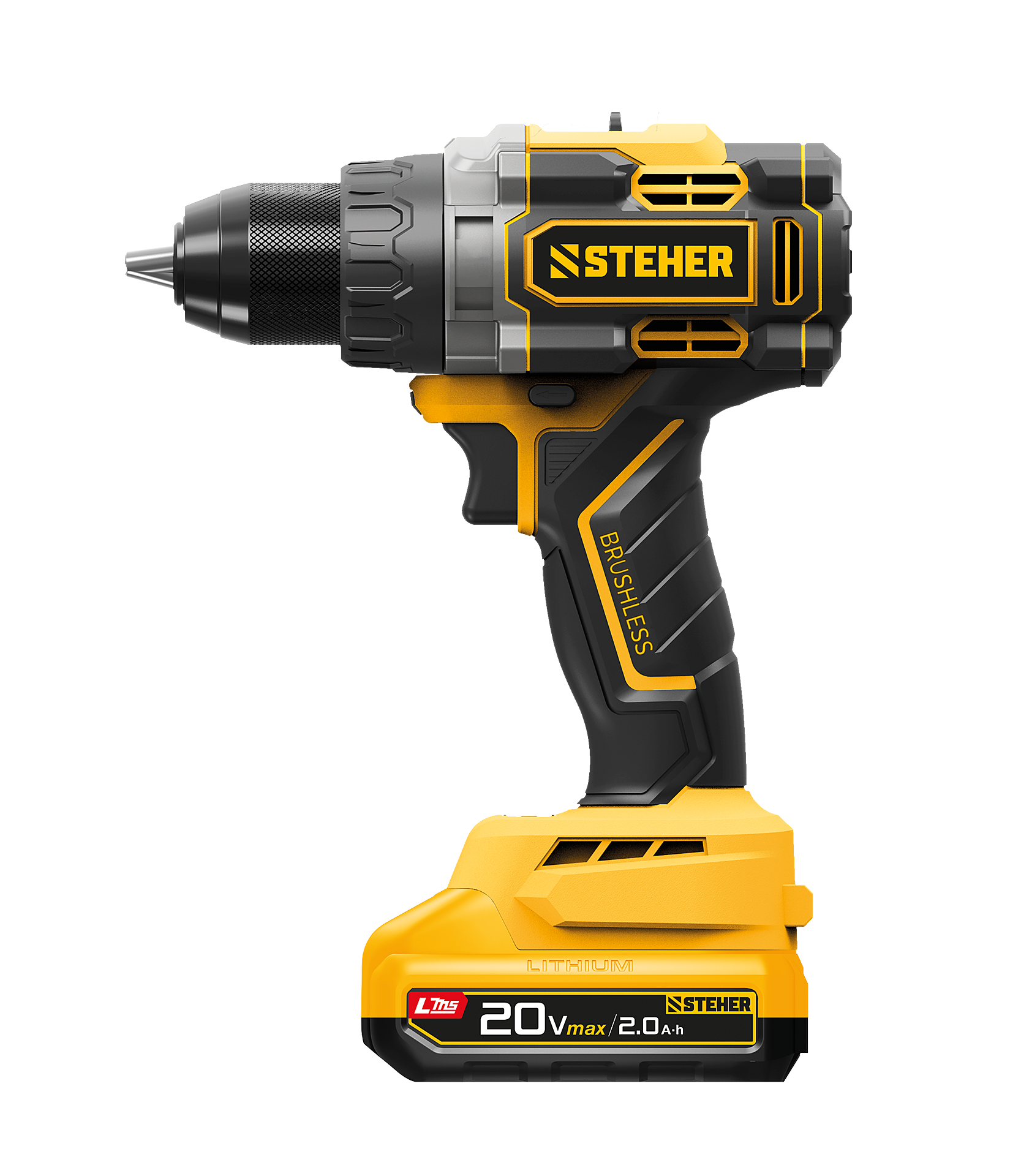 Изображение товара Бесщеточная дрель-шуруповерт STEHER CB-165-21 20 В Li-Ion