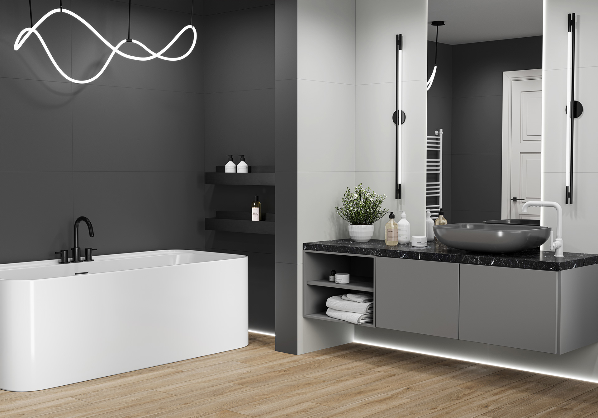 Изображение товара Керамогранит Alma ceramica Spector 60x120 черный для интерьера наружных и внутренних работ