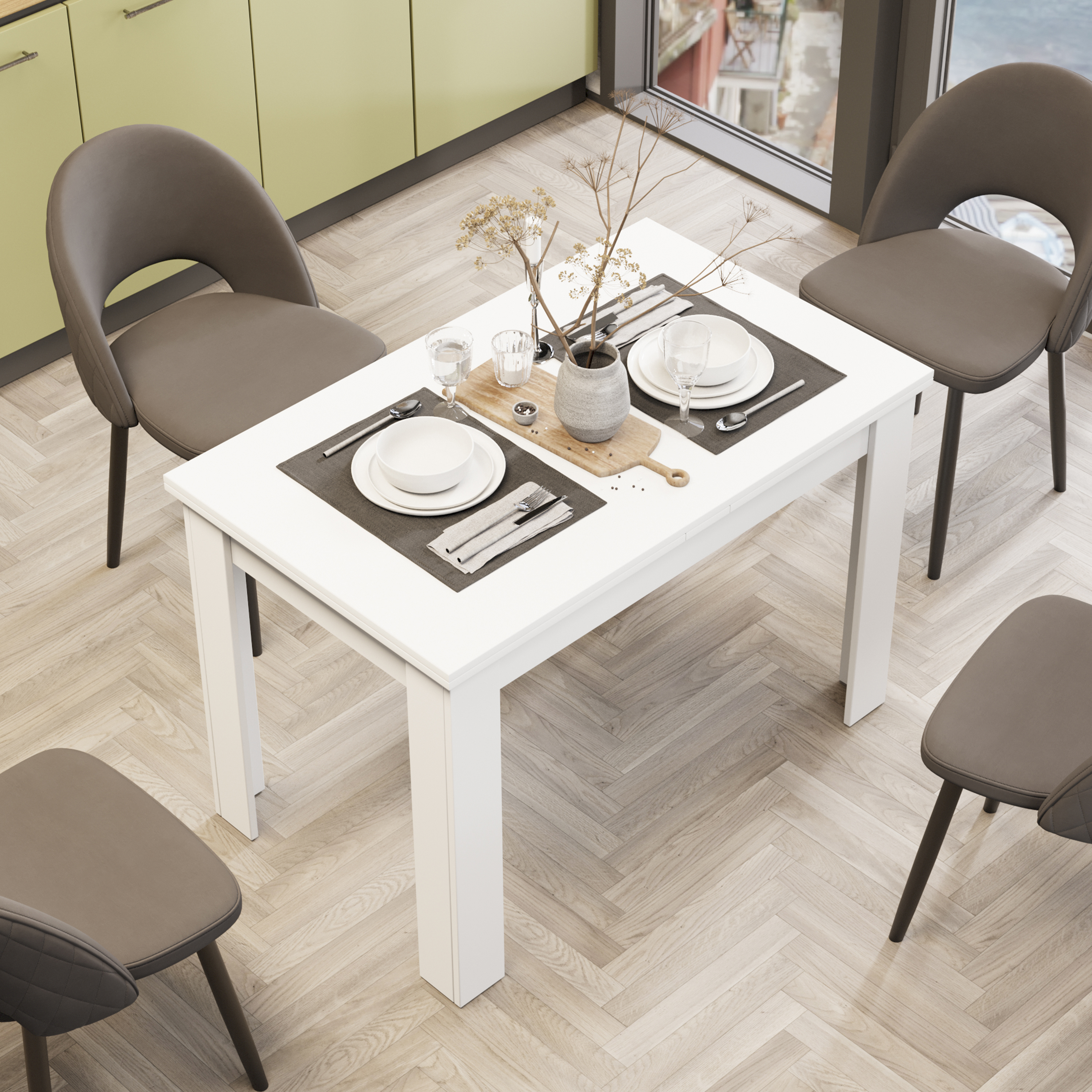 Изображение товара Стол раздвижной ТриЯ 110x73 см дерево цвет белый