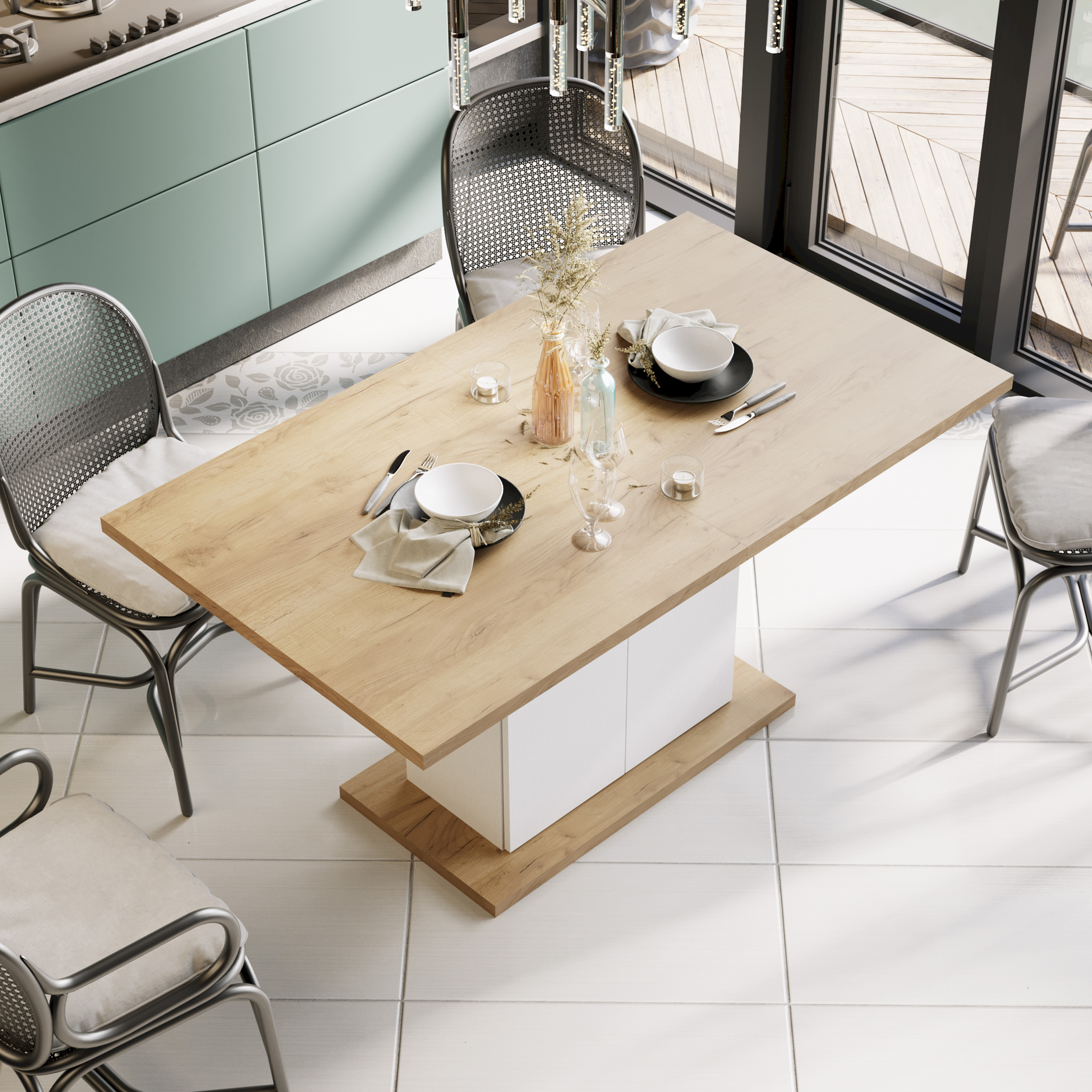 Изображение товара Кухонный стол Трия Детройт Тип 1 прямоугольник 150x77 см ЛДСП цвет дуб золотой