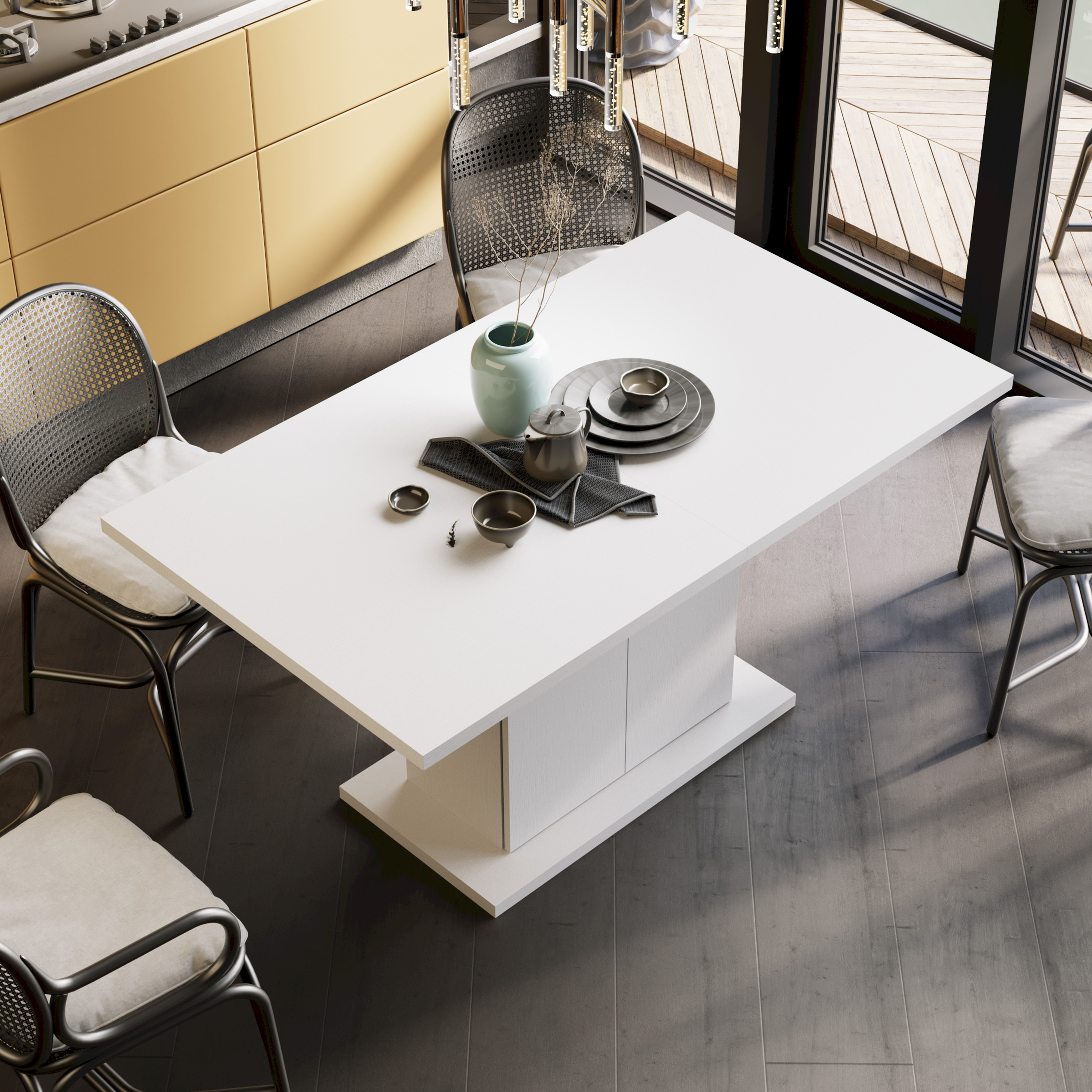 Изображение товара Кухонный стол прямоугольный Трия Детройт Тип 1 150x150 см белый ЛДСП Россия