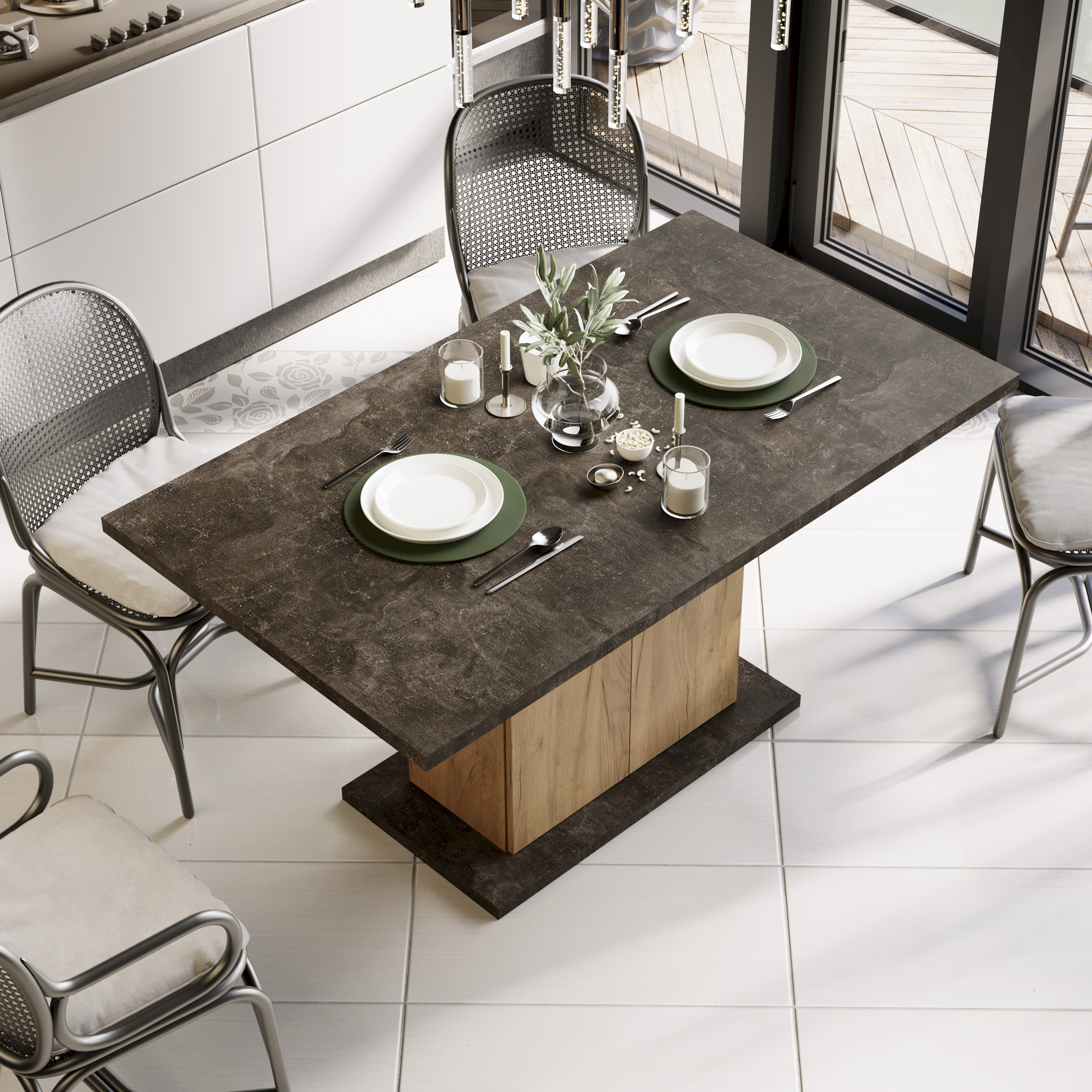 Изображение товара Кухонный складной стол Трия Детройт тип 1 150x150 см современный дизайн