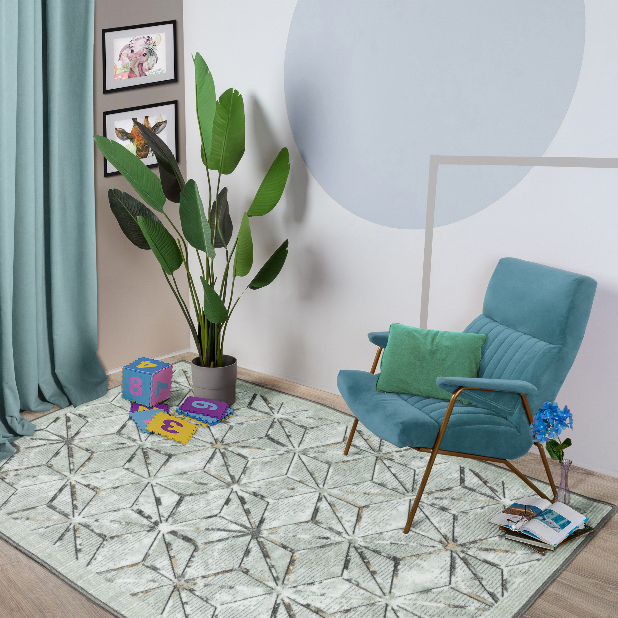 Изображение товара Ковер Лугано 100x160 см разноцветный из полиамида для детской комнаты