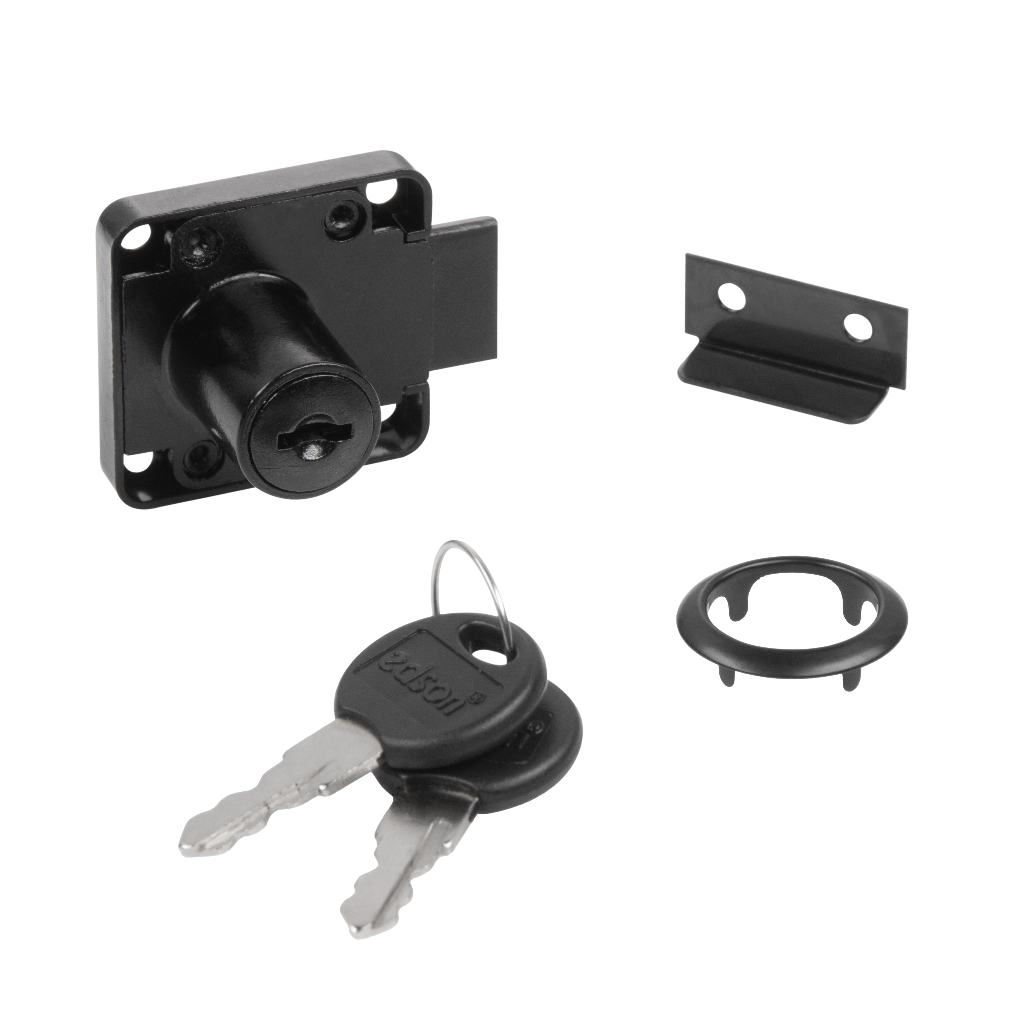 Замок мебельный врезной 22x19 мм цвет черный