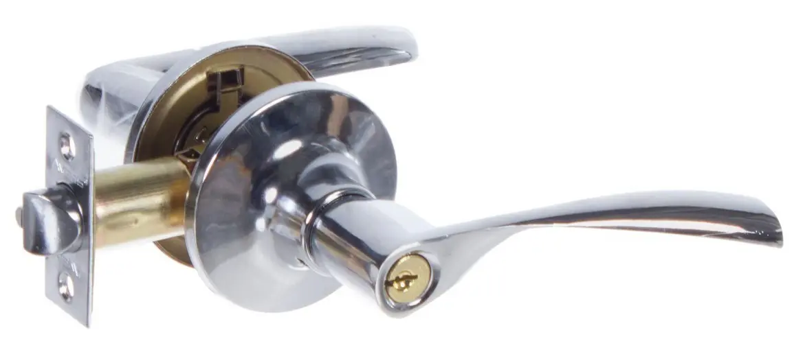 Ручка дверная на розетке Avers 8023-01 с ключом и фиксатором хром