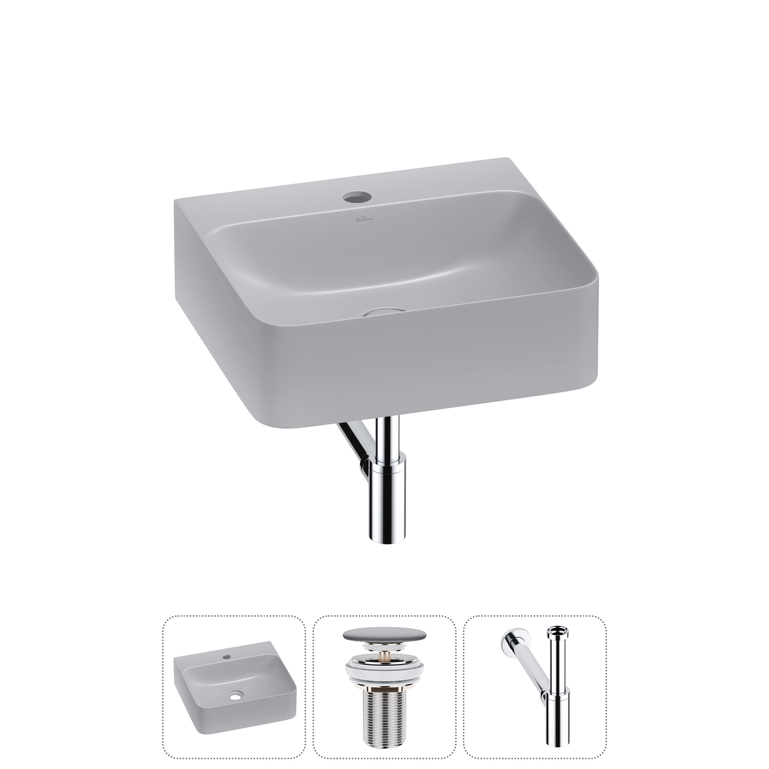 Изображение товара Раковина накладная Wellsee Clermont 43см с сифоном и донным клапаном