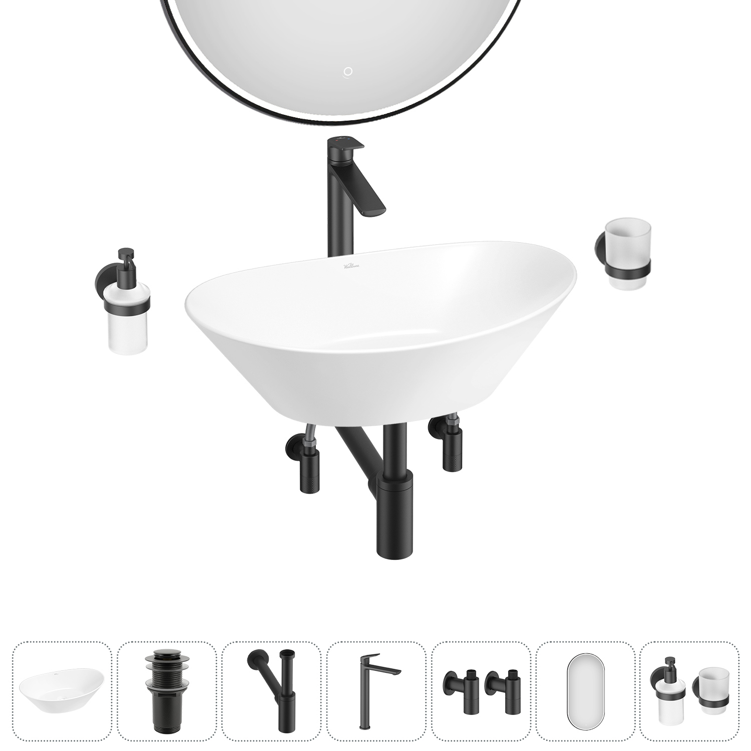 Изображение товара Раковина Wellsee Dulcet Tones 20218574R 46 см комплект с аксессуарами