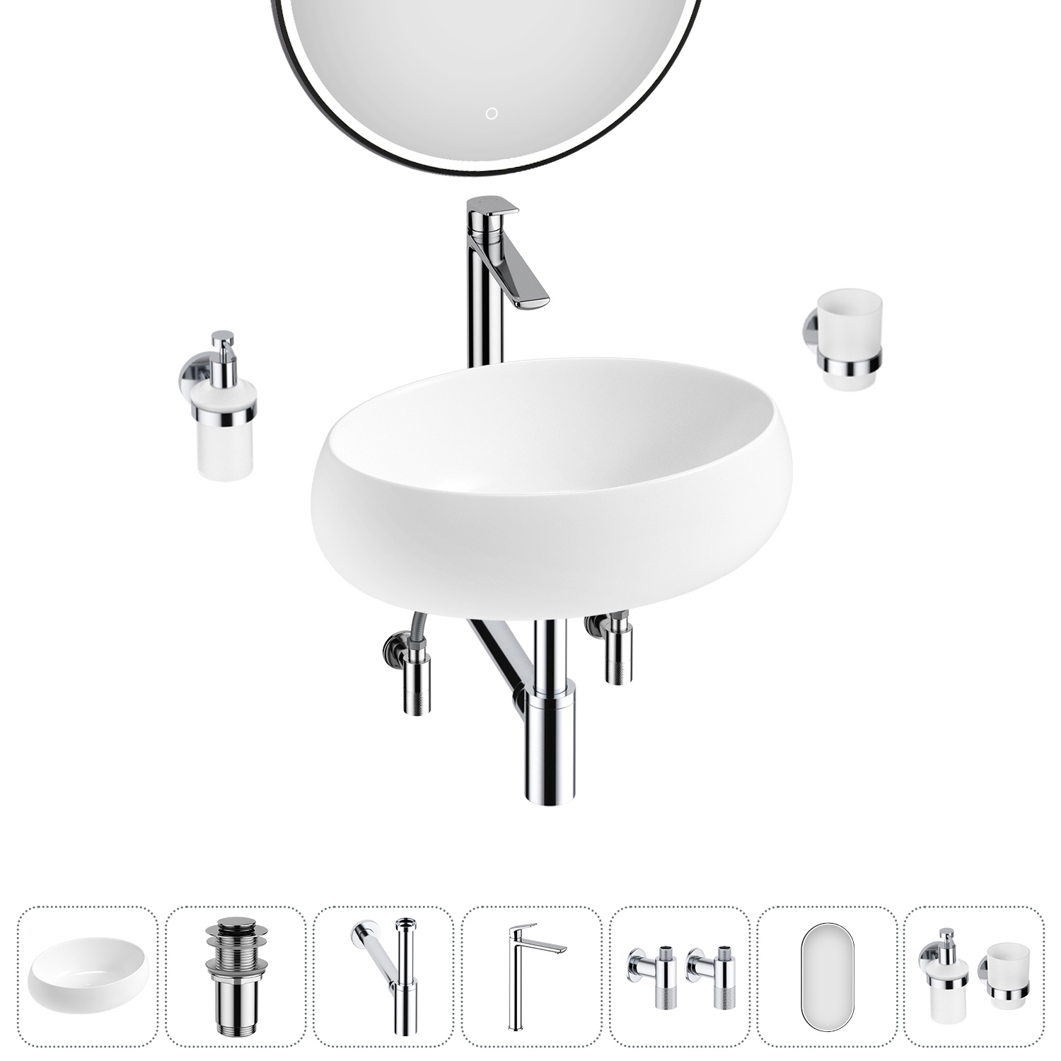 Изображение товара Раковина Lavinia boho bathroom sink 50см белая с комплектом аксессуаров