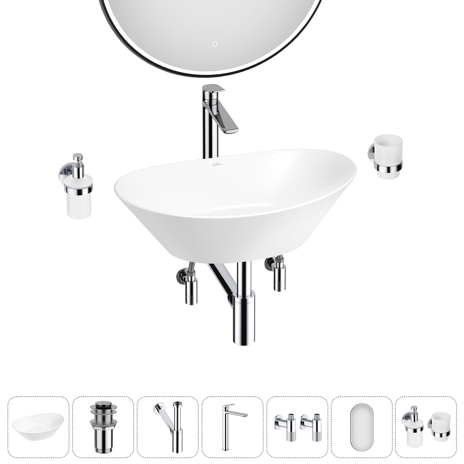 Изображение товара Раковина Wellsee Dulcet Tones 20218565R 36 см с комплектом аксессуаров дизайн Польша