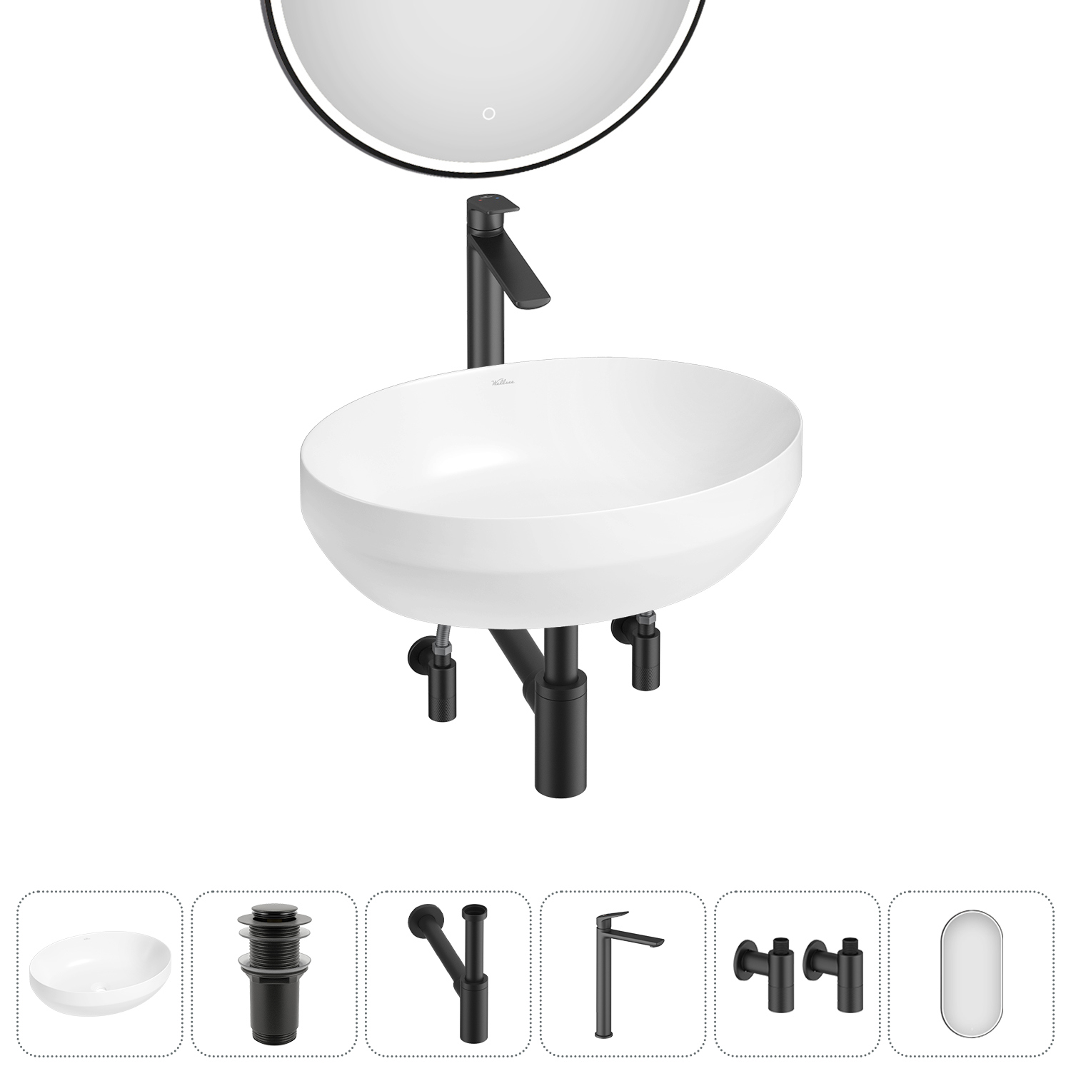 Изображение товара Раковина Wellsee air gap r 20218864R 50 см с комплектом аксессуаров