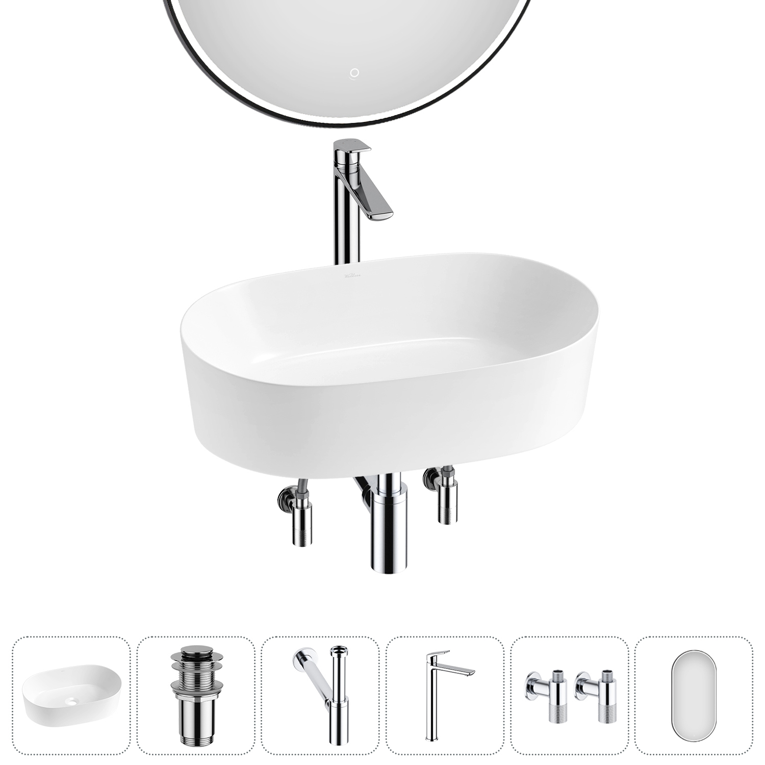 Изображение товара Раковина Wellsee Saint-Germain 6 в 1 с зеркалом и комплектом