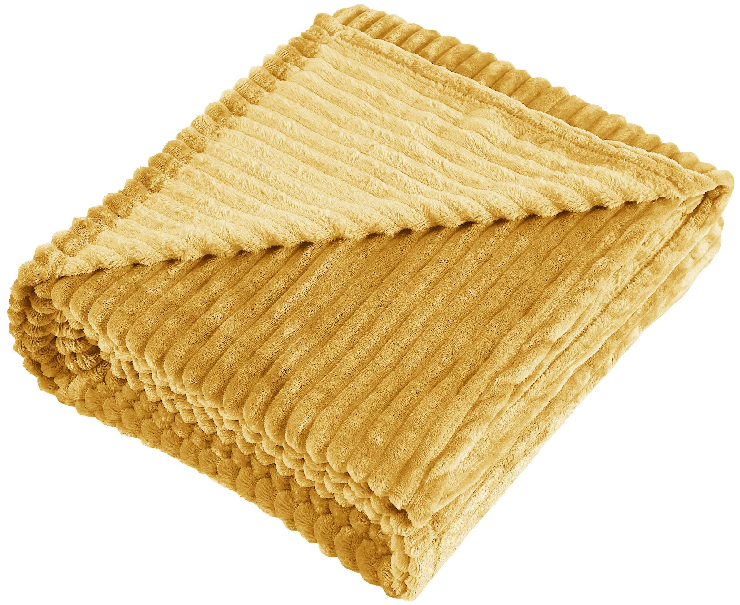 Изображение товара Плед велсофт Line 150x200 см желтый стильный и мягкий для дома