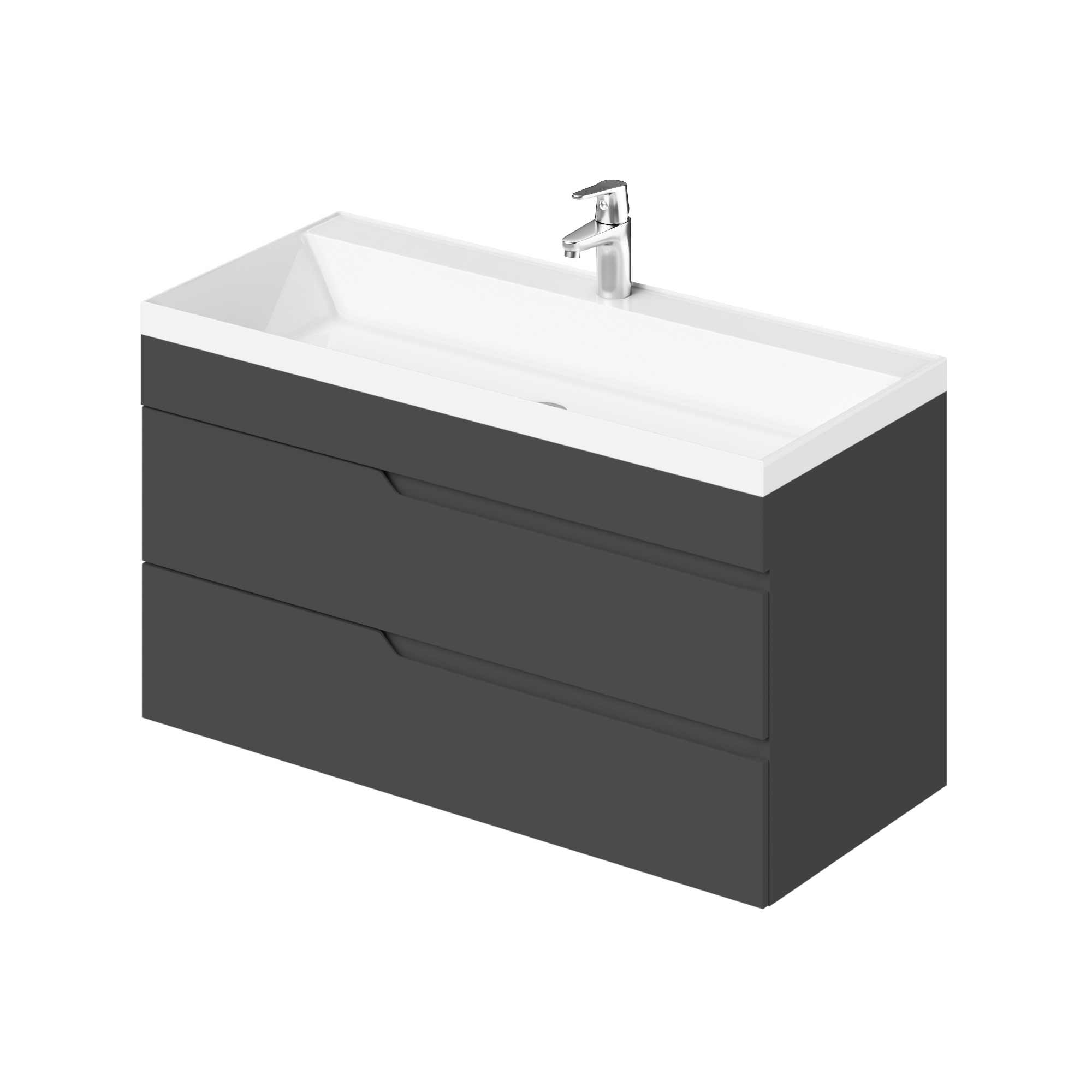 Изображение товара Подвесная тумба с раковиной ИТАНА Alexa 100 1001x451x56.5мм Графит