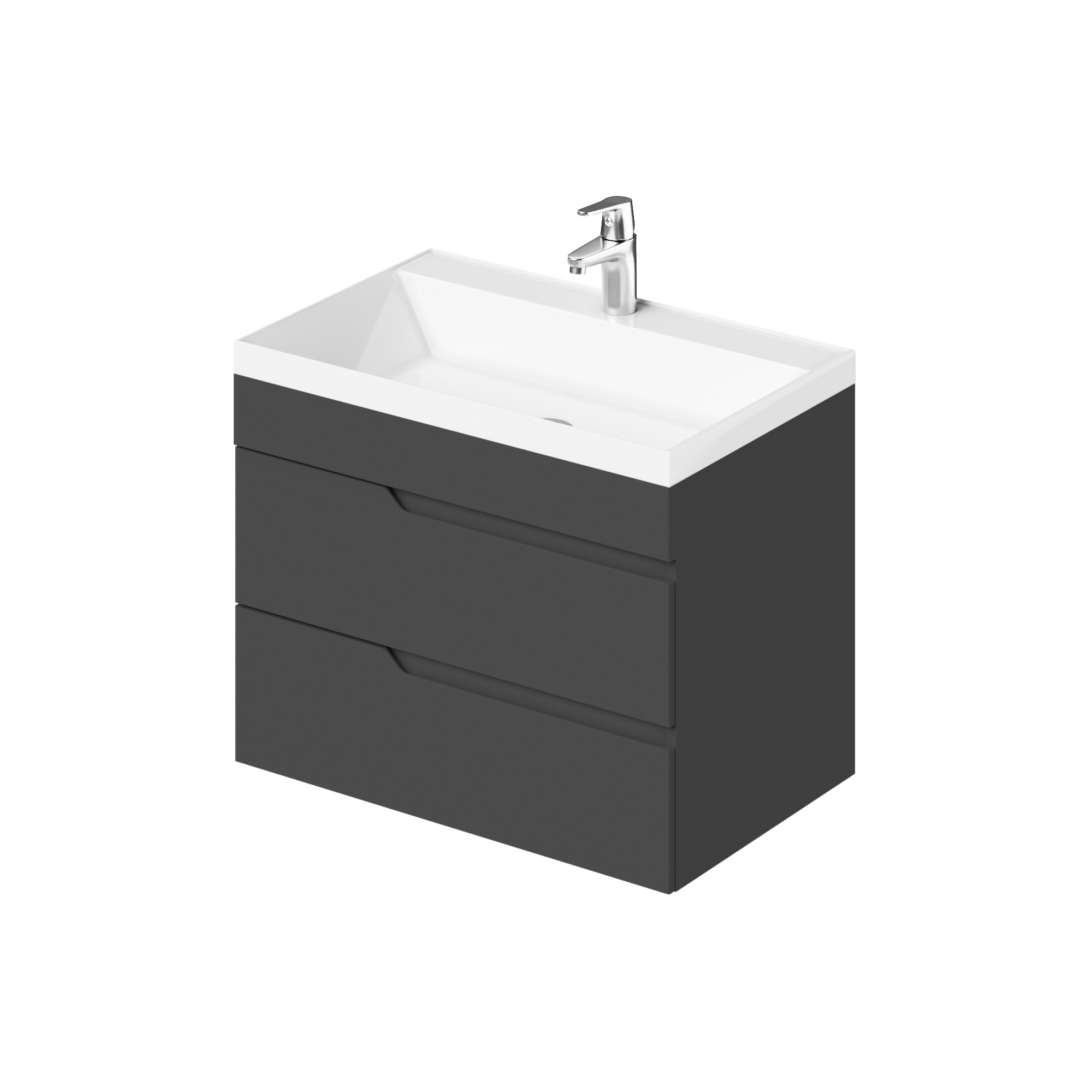 Изображение товара Подвесная тумба под раковину ИТАНА Alexa 69.9см серый с раковиной, Россия