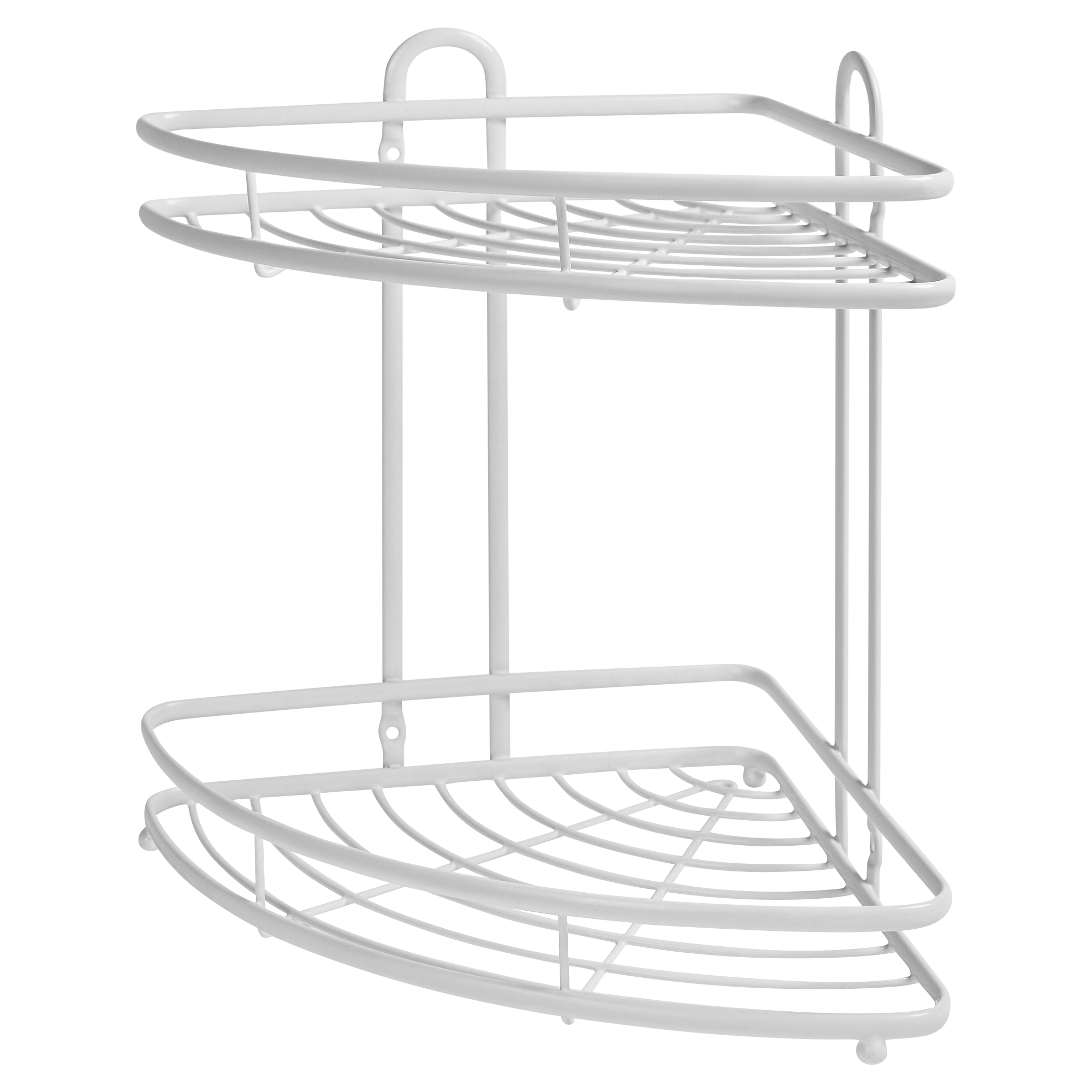Изображение товара Полка для ванной комнаты угловая Swensa Termo SWR-1003 белая 2 яруса нержавеющая сталь