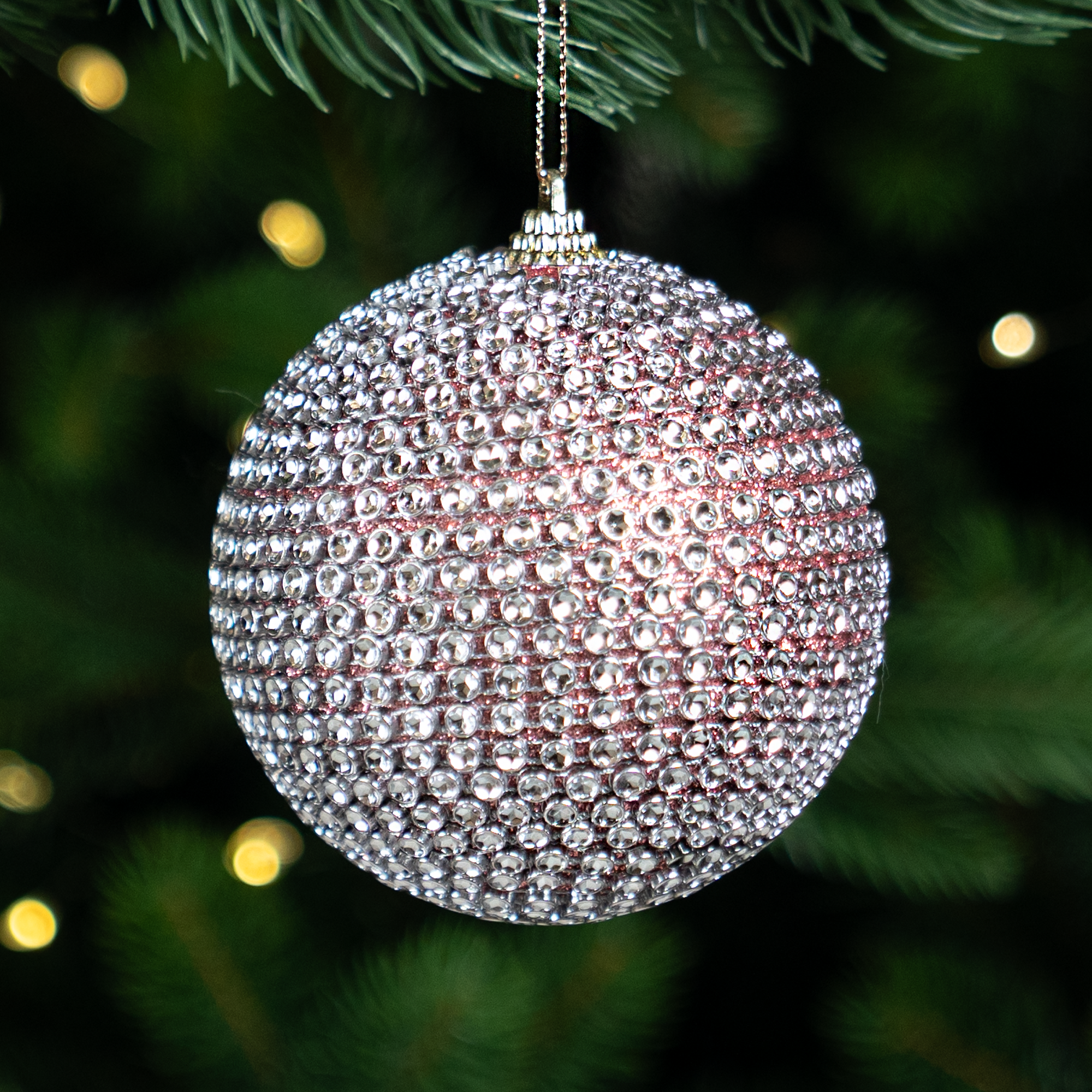 Изображение товара Розовый елочный шар KREAFORTA с бисером ø8 см праздничное украшение