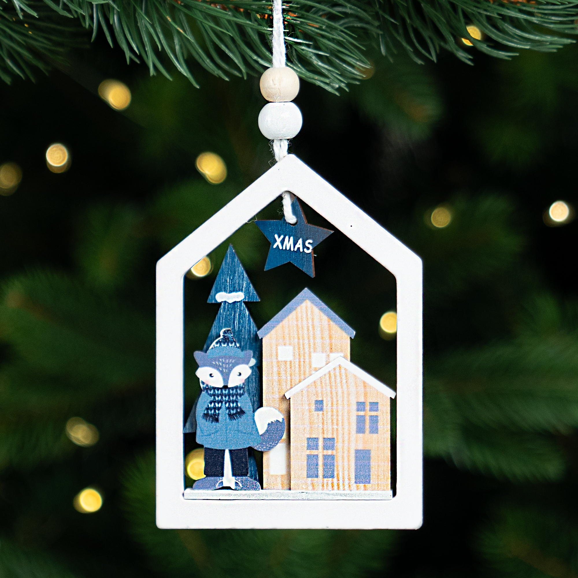 Изображение товара Украшение декоративное подвесное KREAFORTA Домики 13 см серый