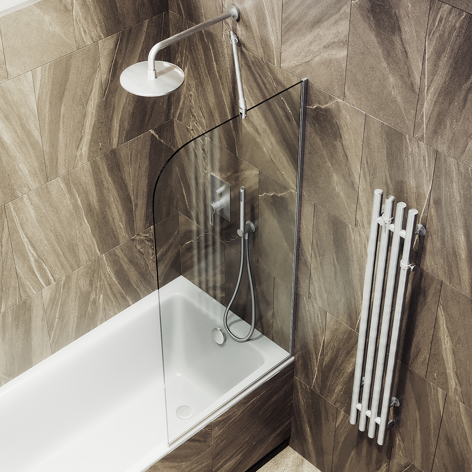 Изображение товара Шторка для ванной стеклянная MaybahGlass 34x140 см 6 мм прозрачное/хром мат