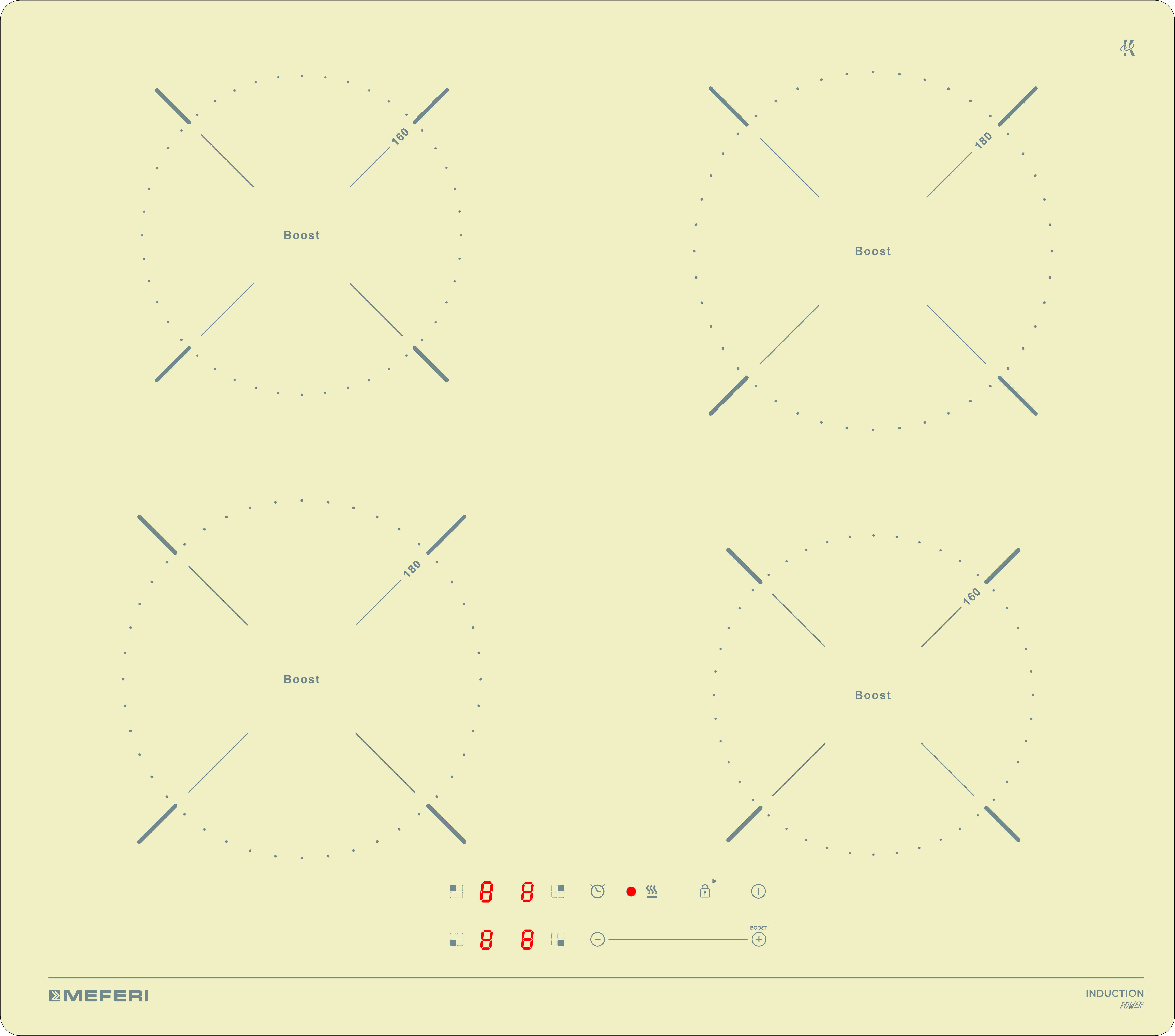 Изображение товара Индукционная варочная панель Meferi MIH604BG POWER 4 конфорки бежевый