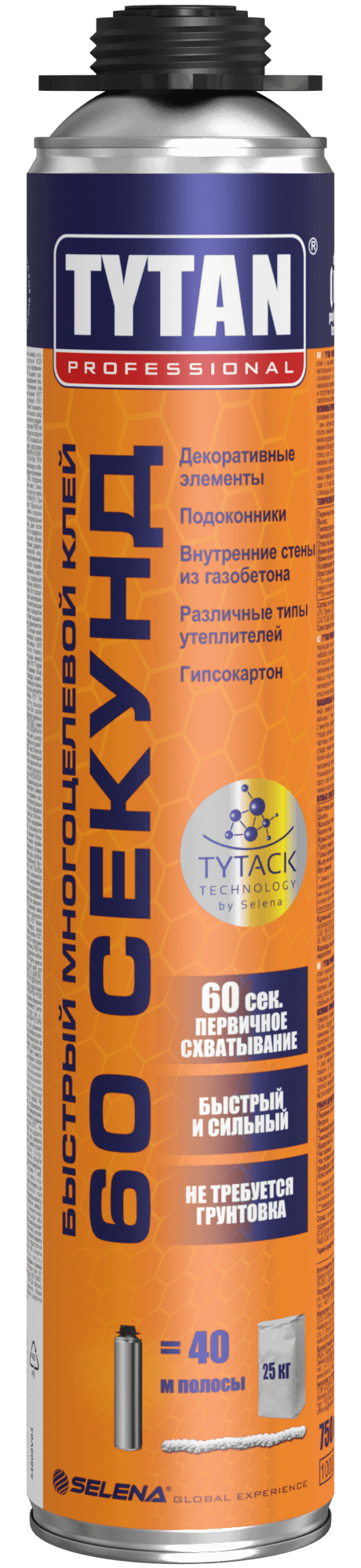 Изображение товара Клей-пена профессиональная Tytan 60 секунд выход пены 40 л летняя 750 мл