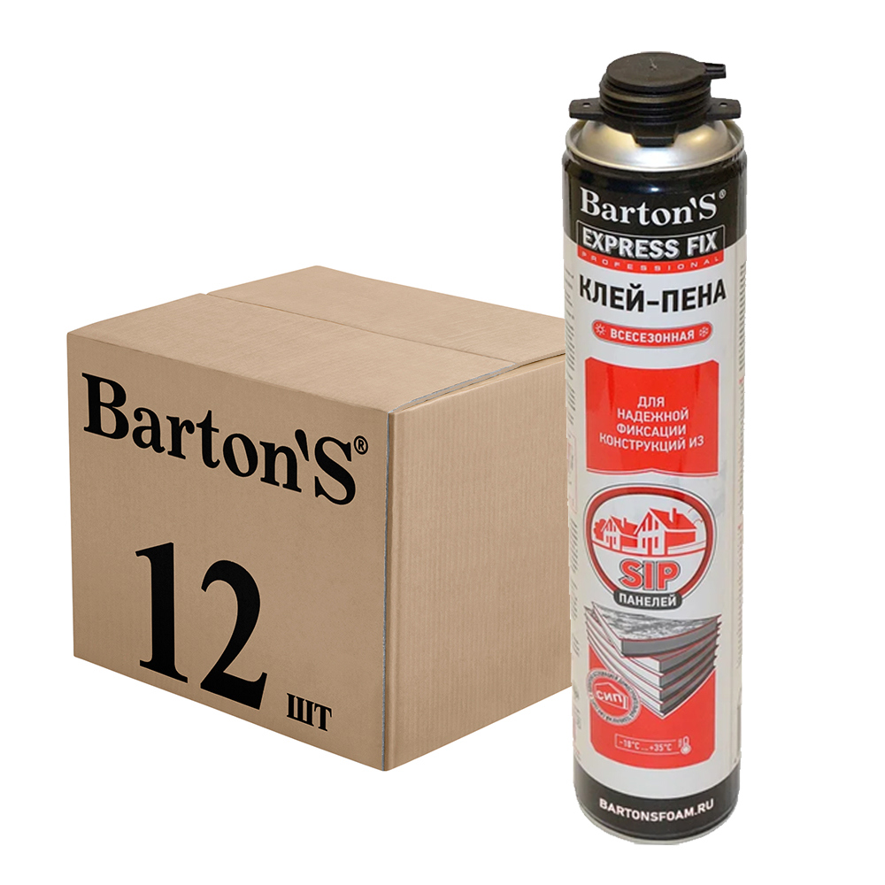 Изображение товара Профессиональная монтажная пена Bartons Br303 всесезонная 870 мл Изображение товара Профессиональная монтажная пена Bartons Br303 всесезонная 870 мл