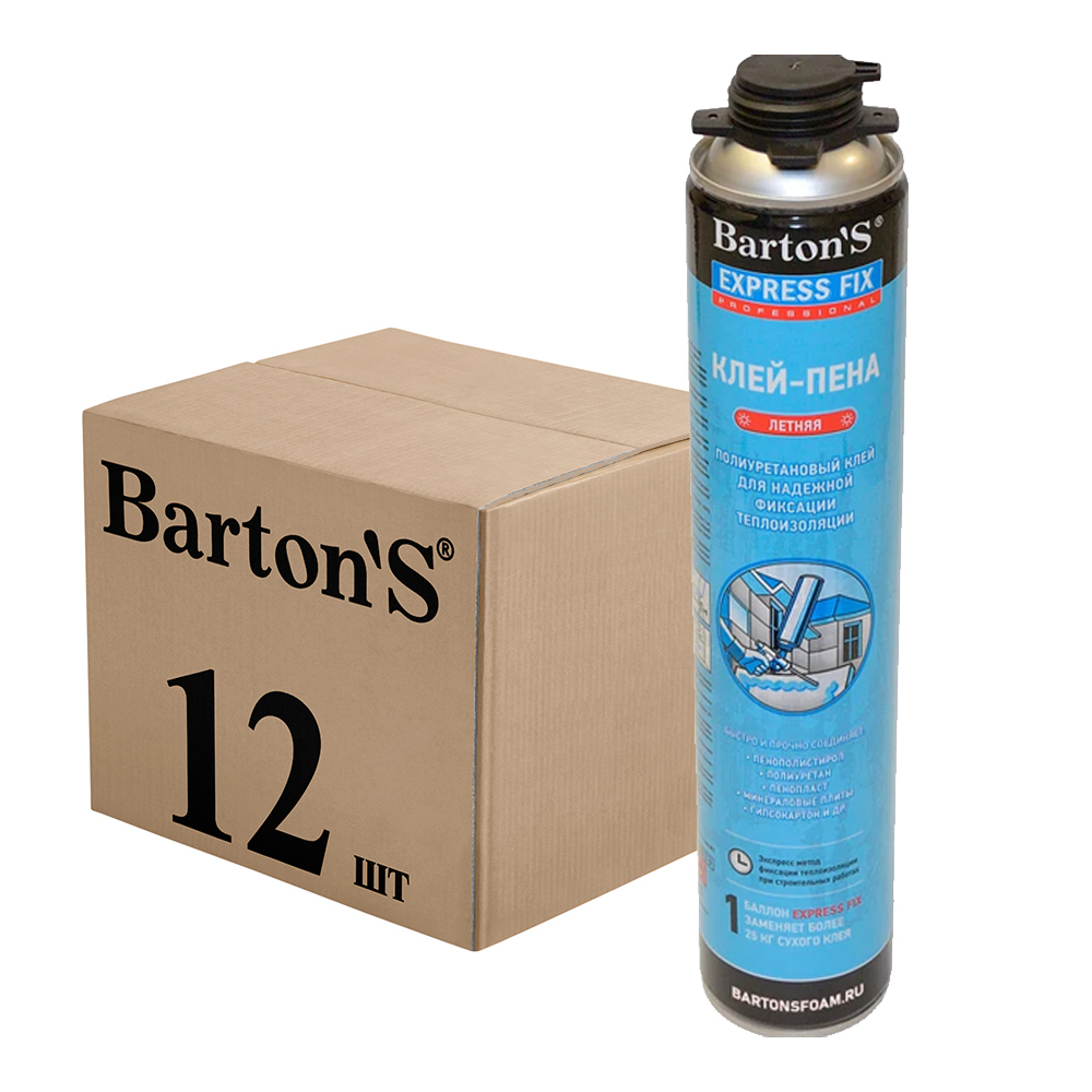 Изображение товара Клей пена профессиональная Bartons Br97 45 универсальное крепление летняя 750 мл 12 шт