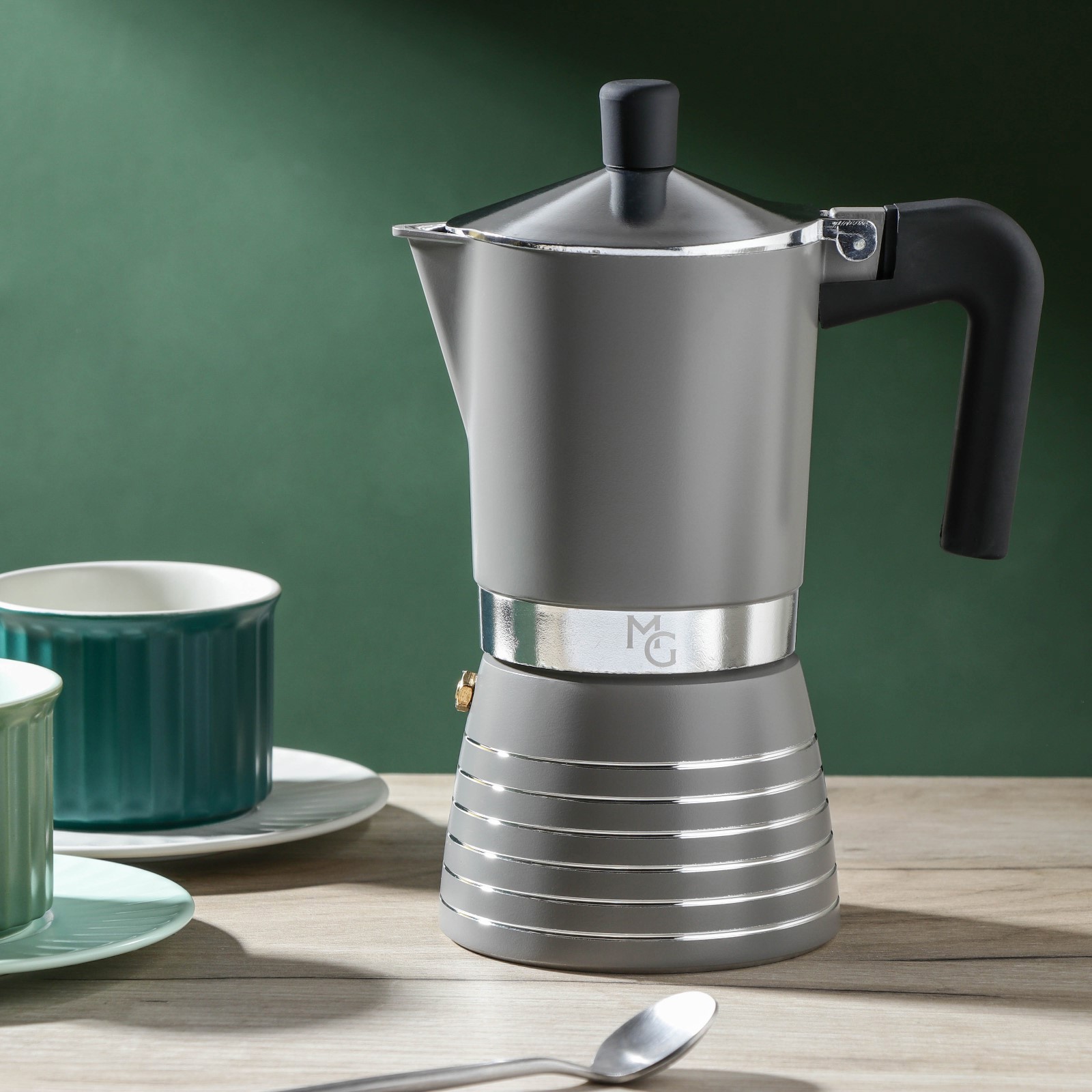 Изображение товара Гейзерная кофеварка Magistro Moka 300 мл одна чашка серого цвета