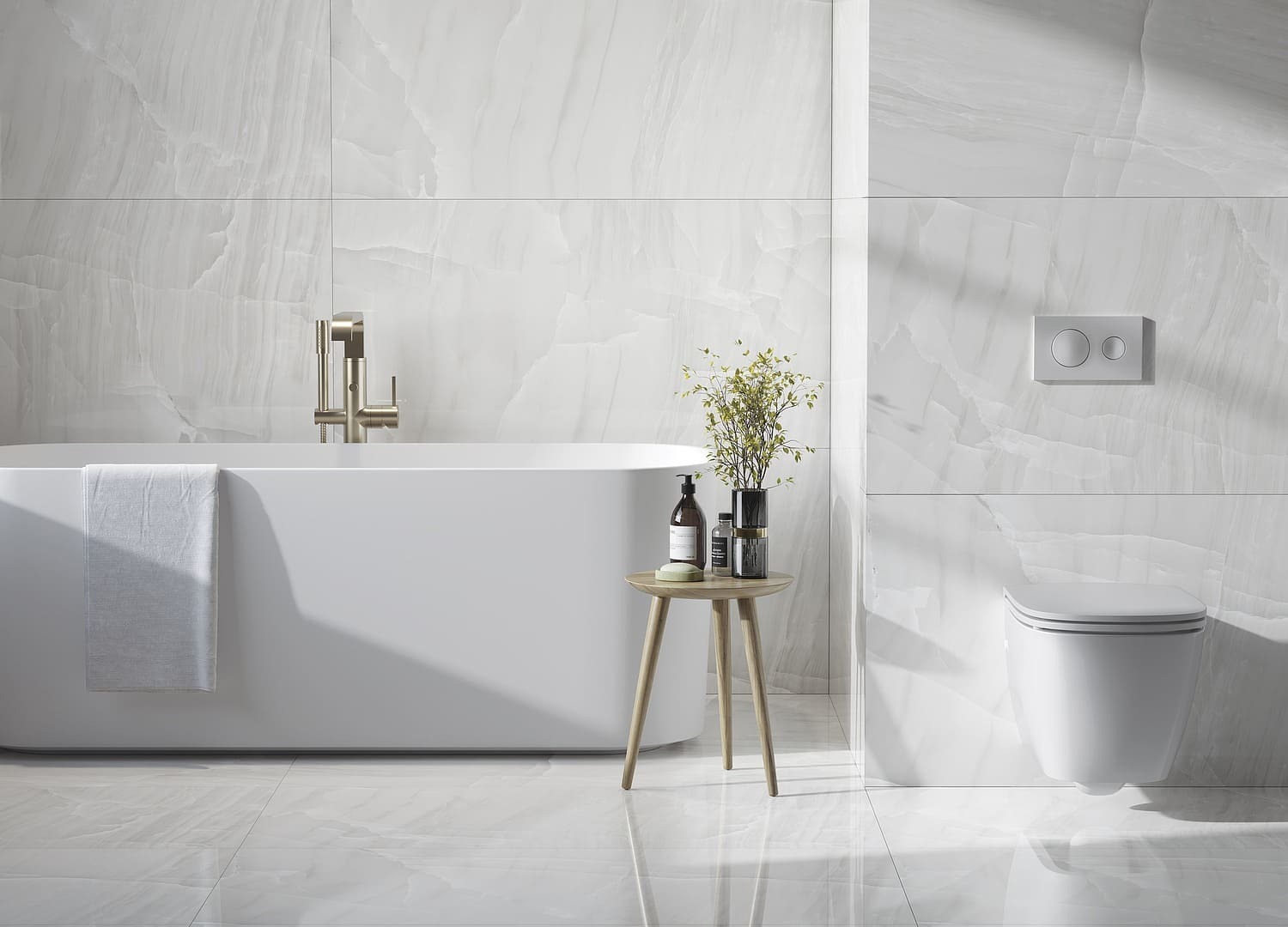 Изображение товара Керамогранит Kerranova Moroz i solnce 120x60 см белый под камень для влажных помещений