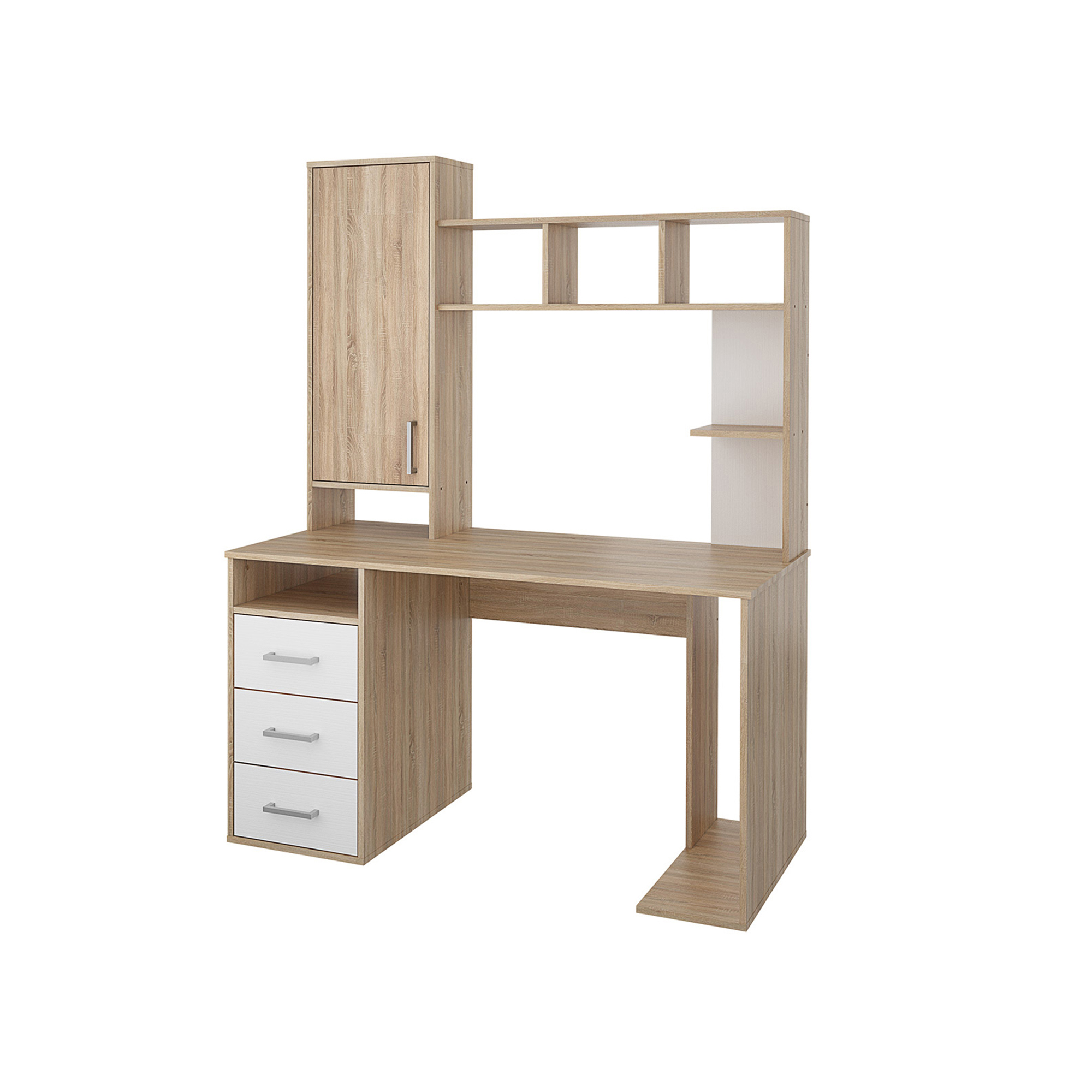 Изображение товара Компьютерный стол Мика с надстройкой 137x178x62 см ЛДСП белый дуб сонома