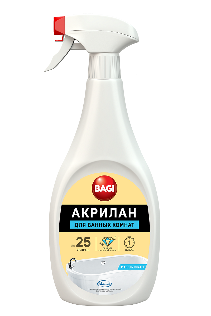Изображение товара Пена для чистки сантехники Bagi Акрилан 0.4 л Изображение товара Пена для чистки сантехники Bagi Акрилан 0.4 л