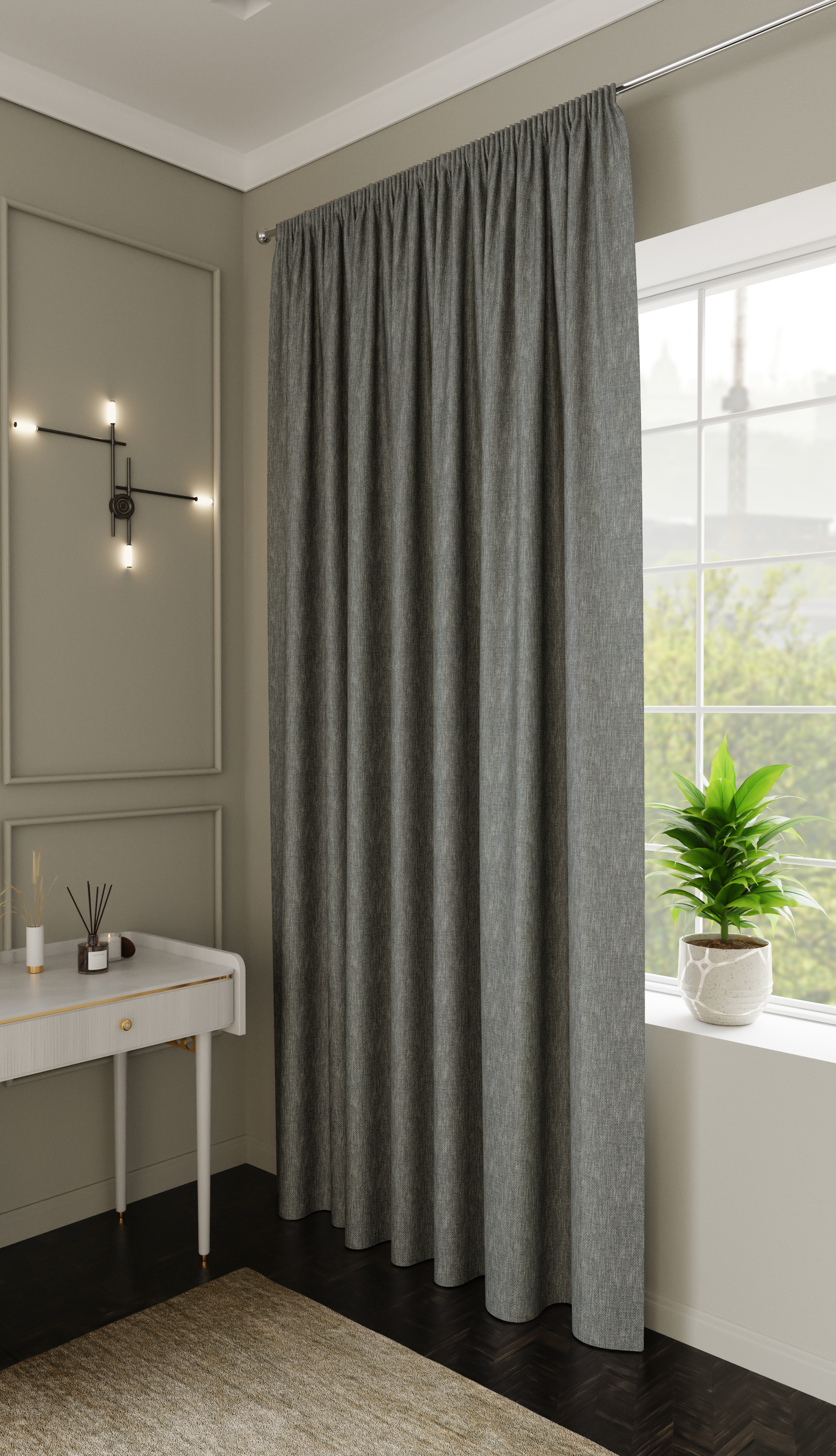 Изображение товара Штора на ленте Este 200x280 см цвет серо-зеленый