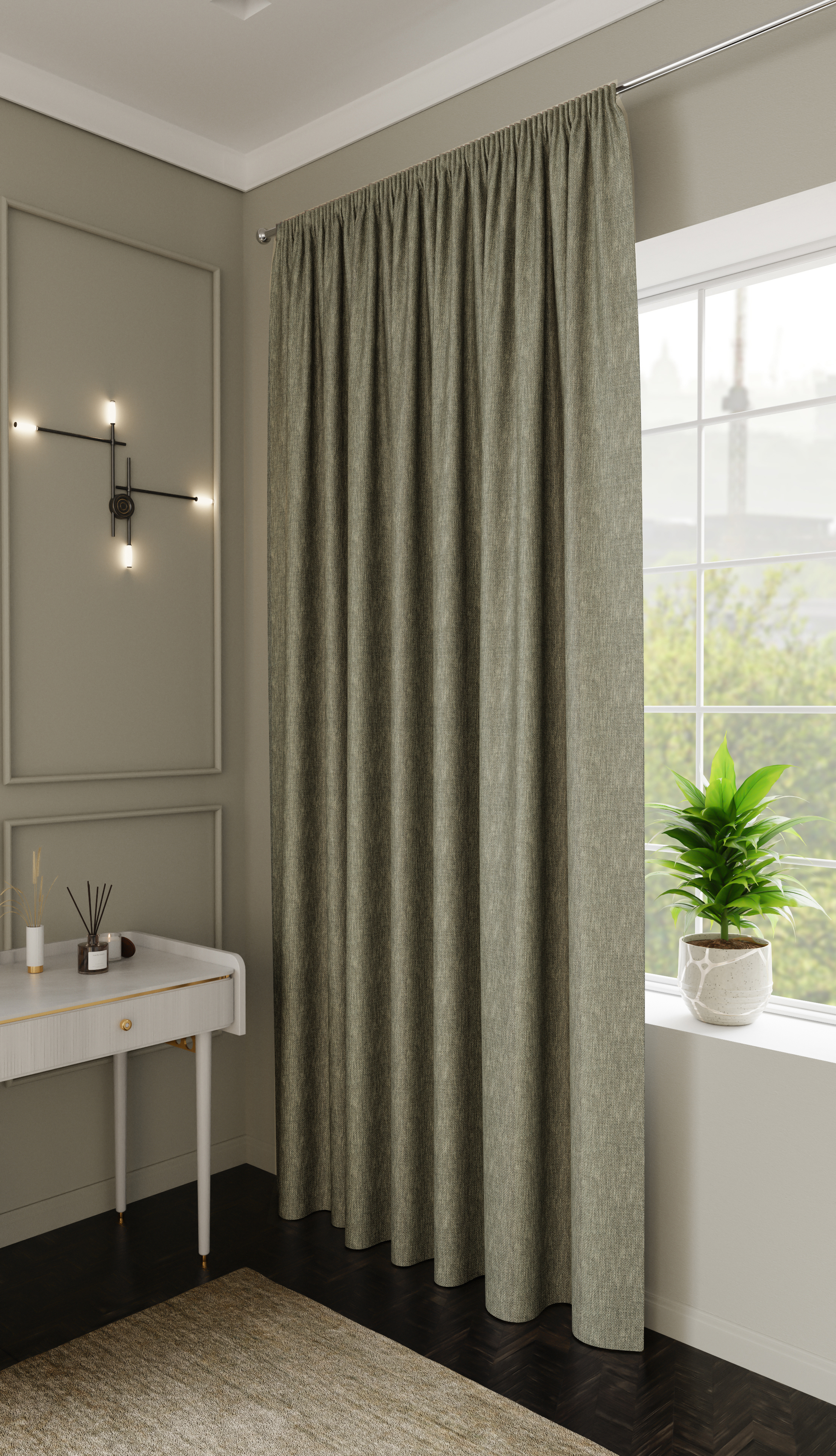 Изображение товара Штора на ленте Este 200x280 см зеленая из полиэстера в стиле неоклассика