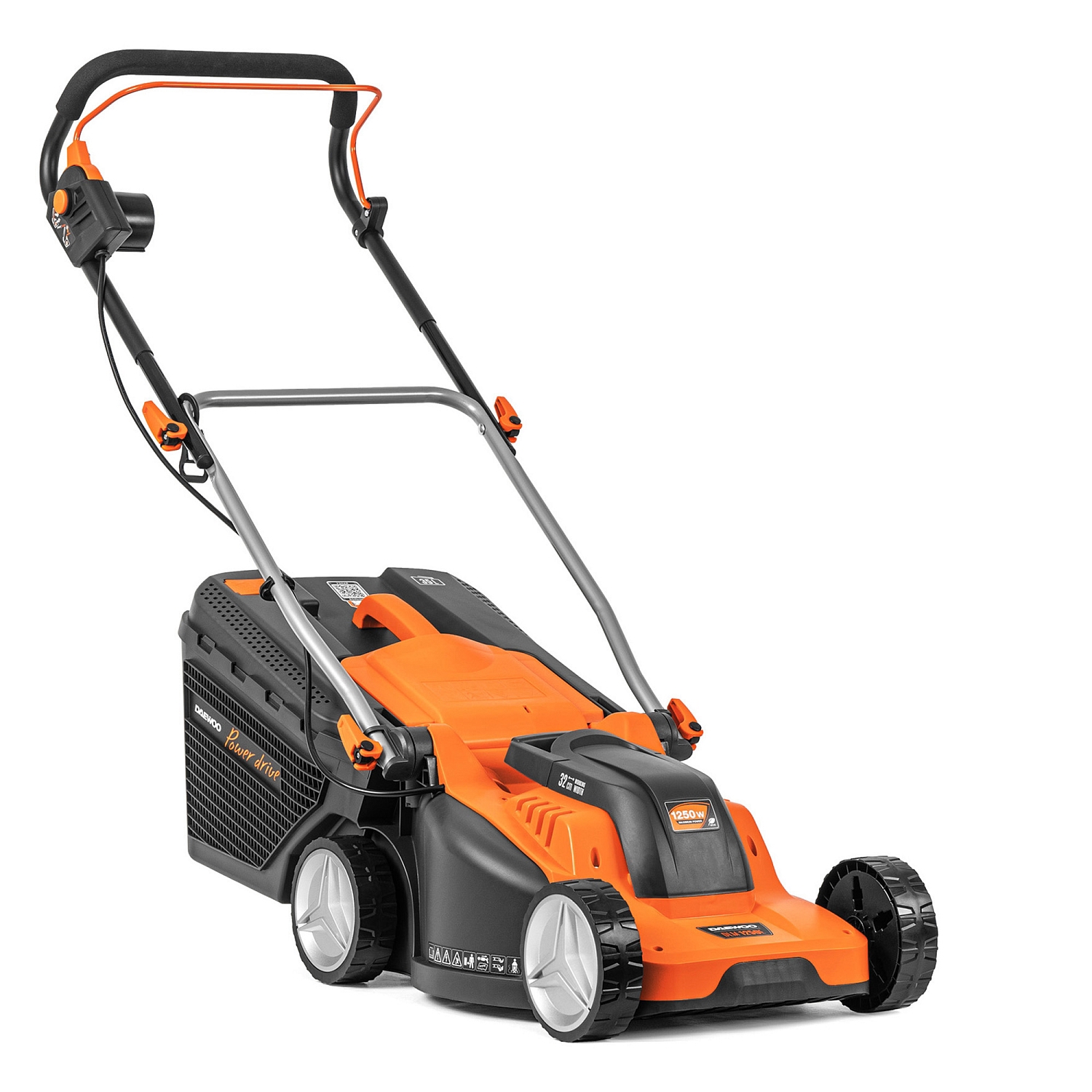 Изображение товара Электрическая газонокосилка DAEWOO DLM 1250E 1250 Вт 32 см с регулировкой высоты и травосборником